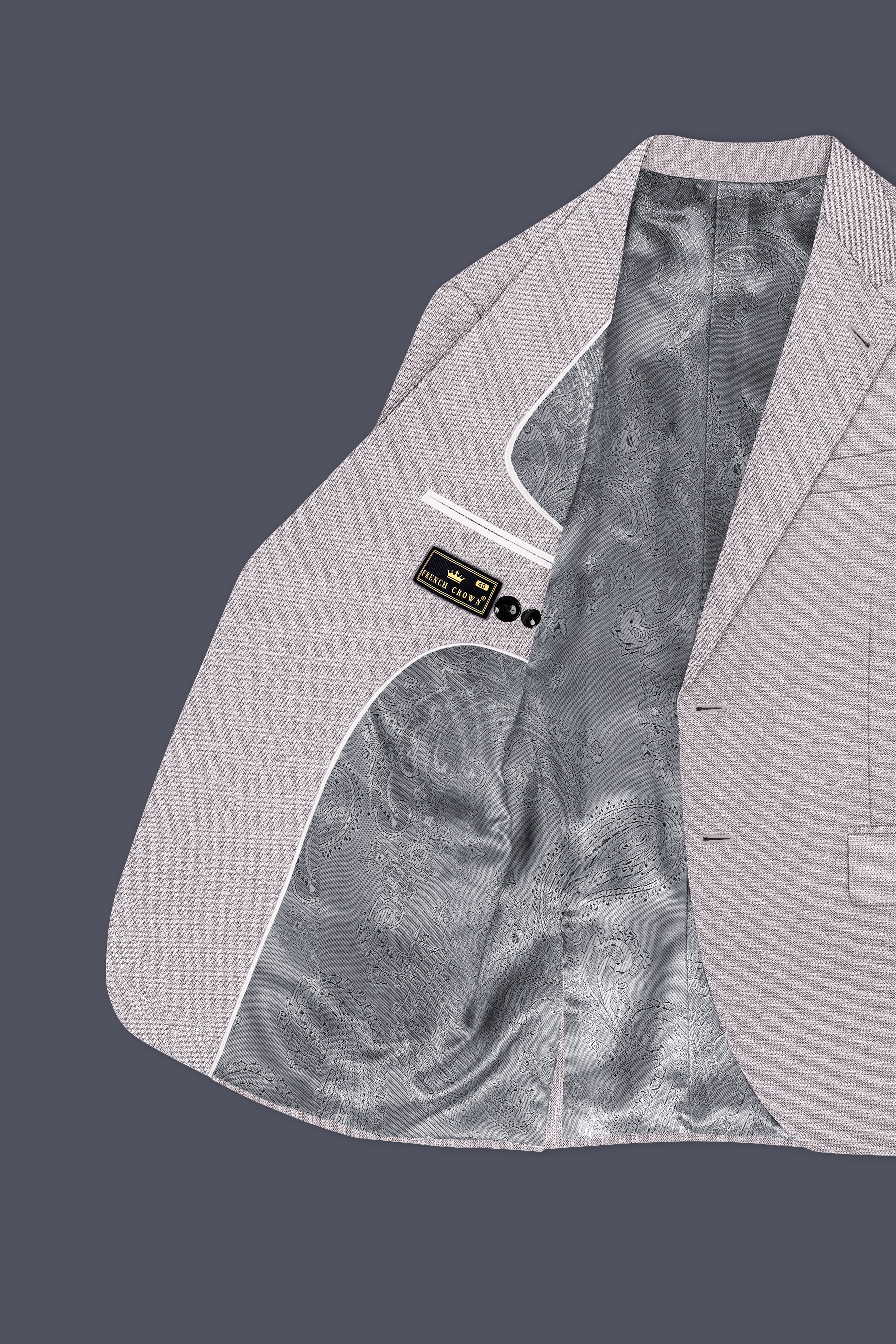 Regent-Noble Gray Diamond Textured Wool Rich Slight Stretch Single Breasted Blazer