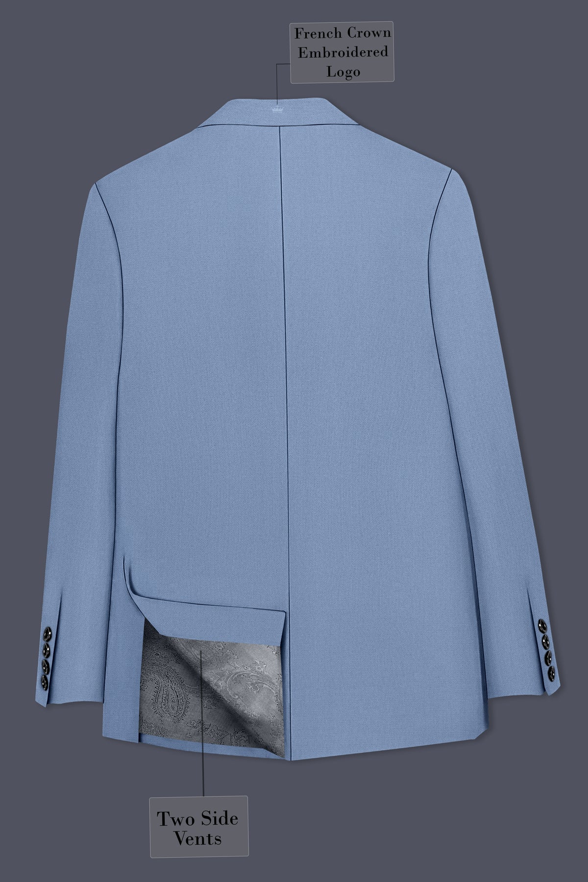 Harbor-Waterloo Blue Diamond Textured Wool Rich Slight Stretch Single Breasted Blazer