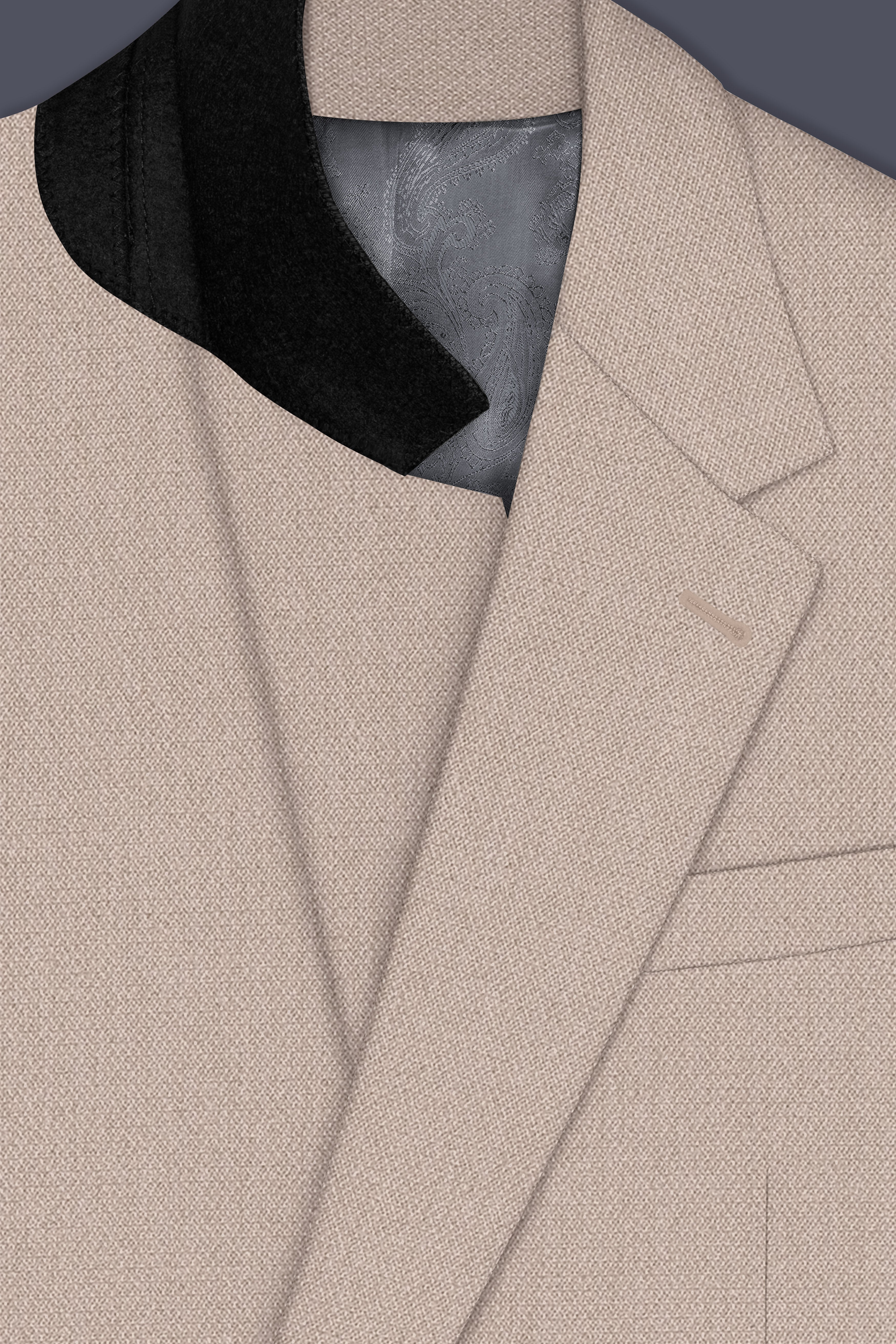 Vellum-Rodeo Cream Diamond Textured Wool Rich Slight Stretch Single Breasted Blazer