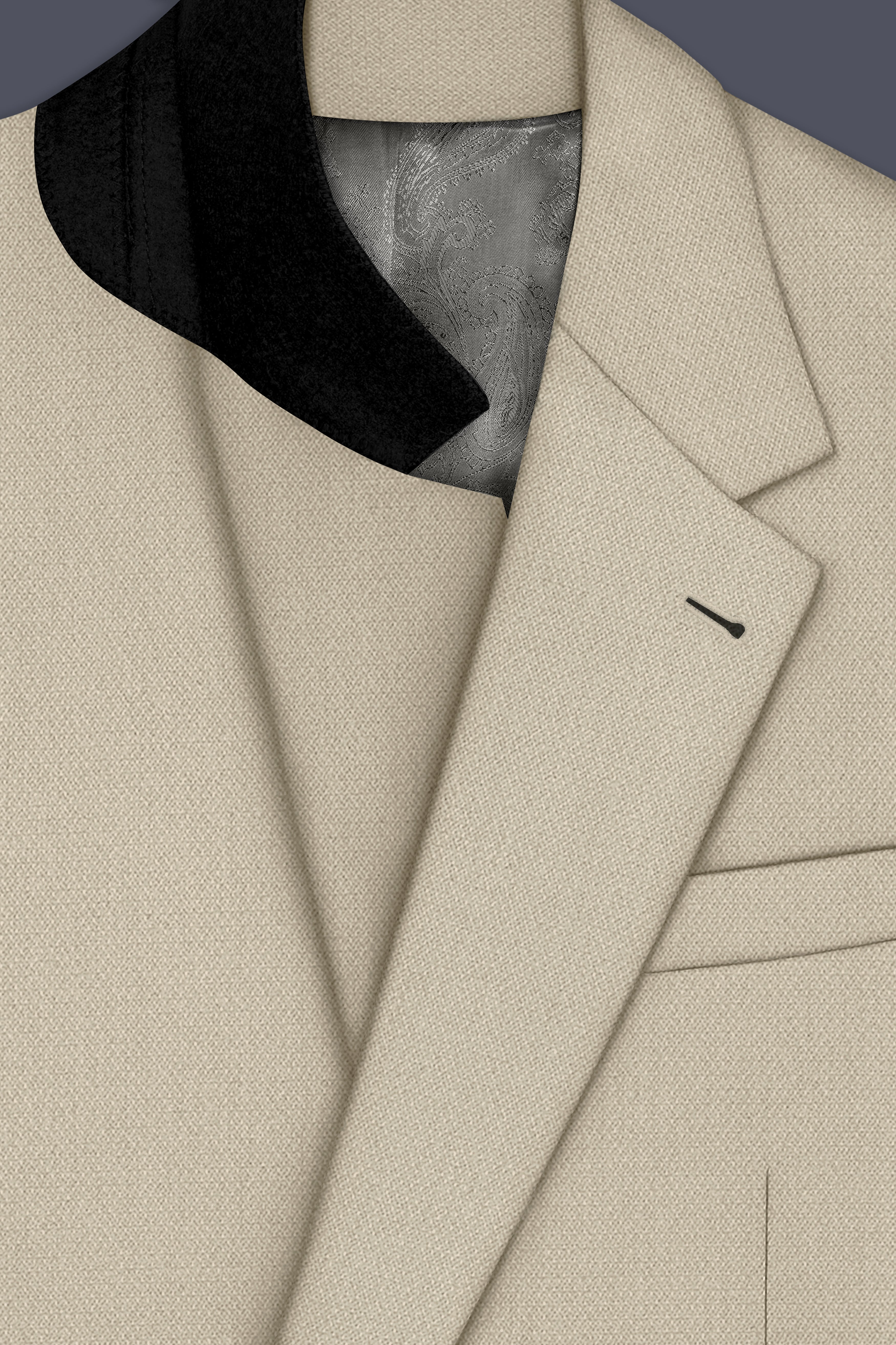 Vellum-Rodeo Cream Diamond Textured Wool Rich Slight Stretch Single Breasted Blazer