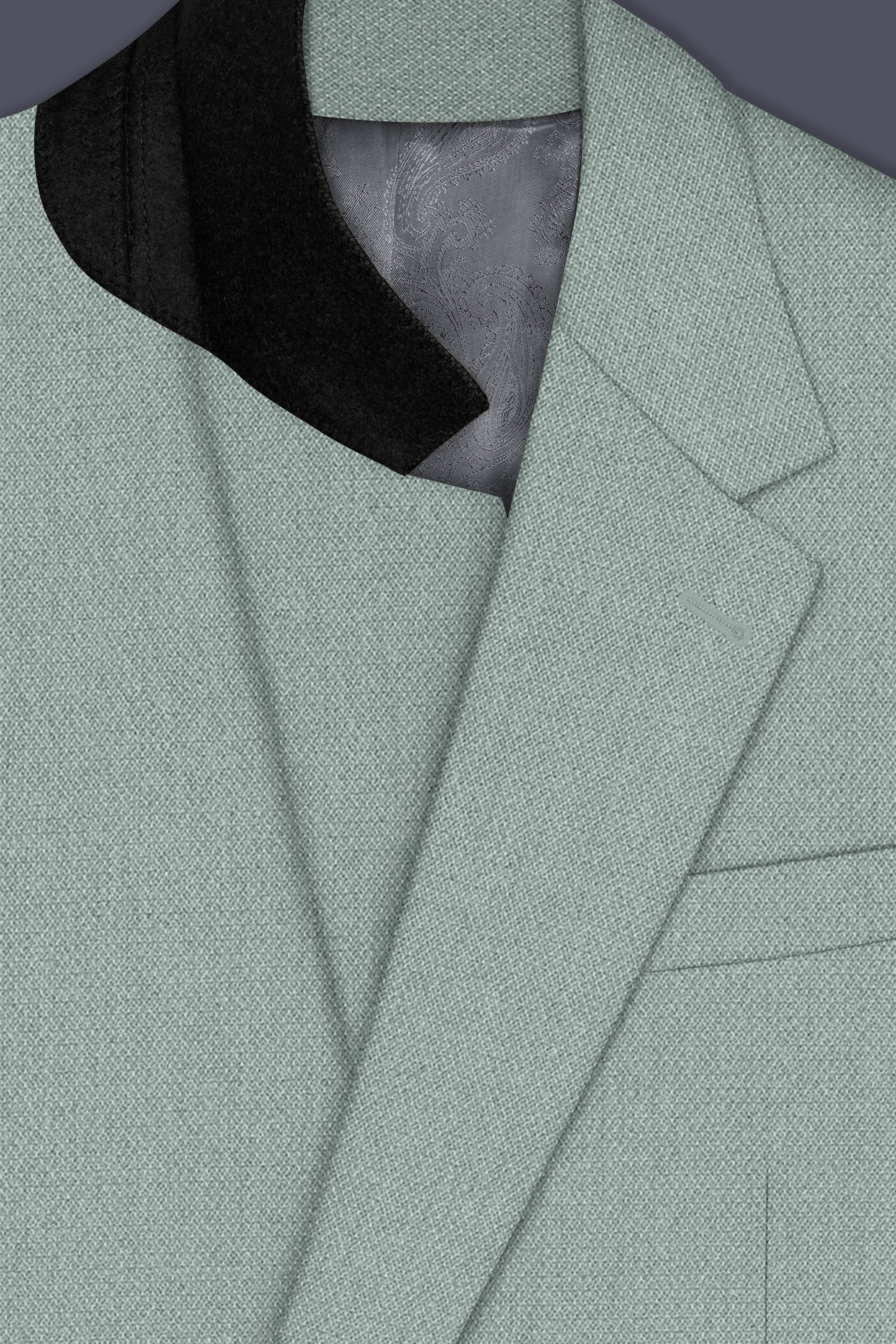 Sylvan-Cascade Green Diamond Textured Wool Rich Slight Stretch Single Breasted Blazer