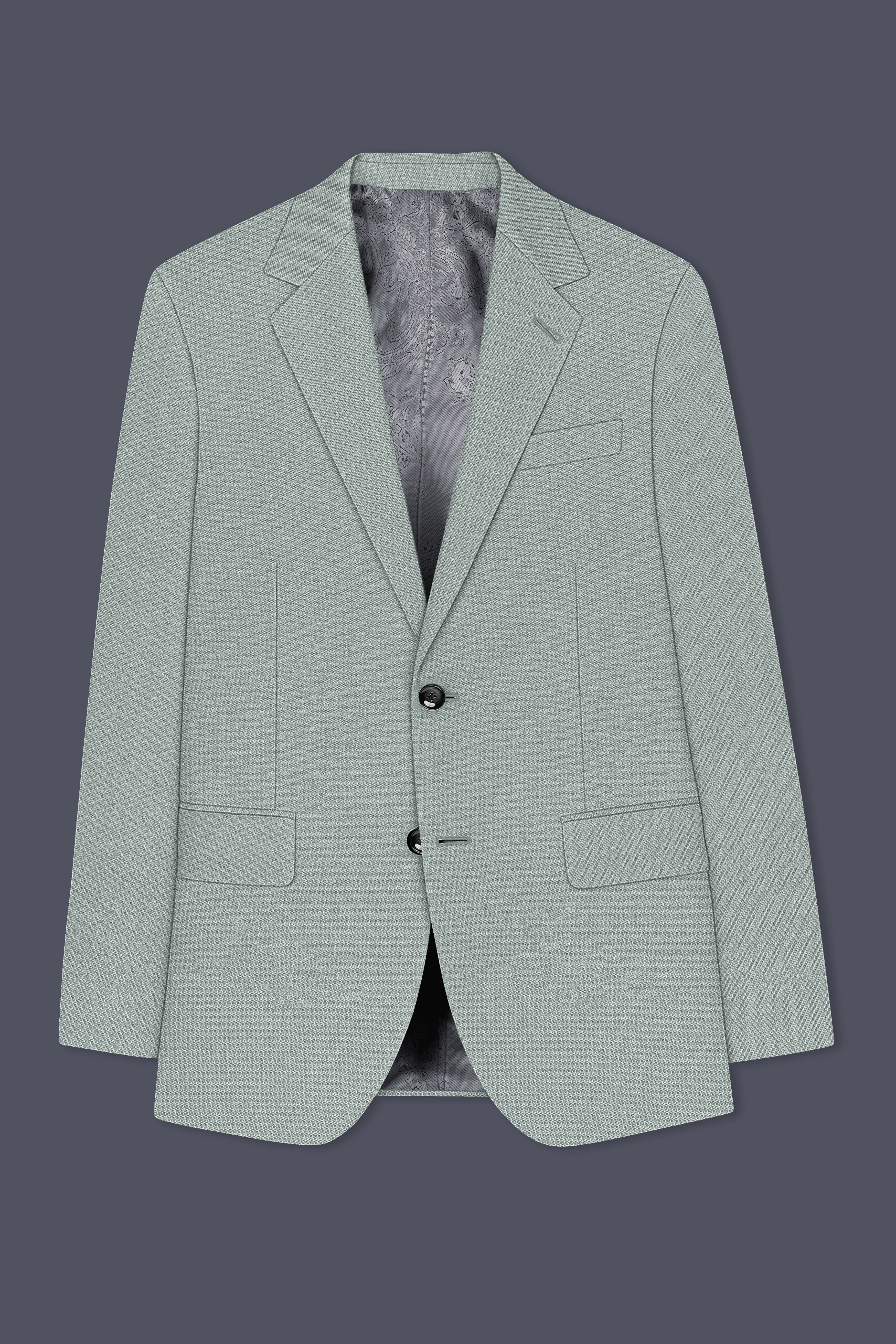 Sylvan-Cascade Green Diamond Textured Wool Rich Slight Stretch Single Breasted Blazer