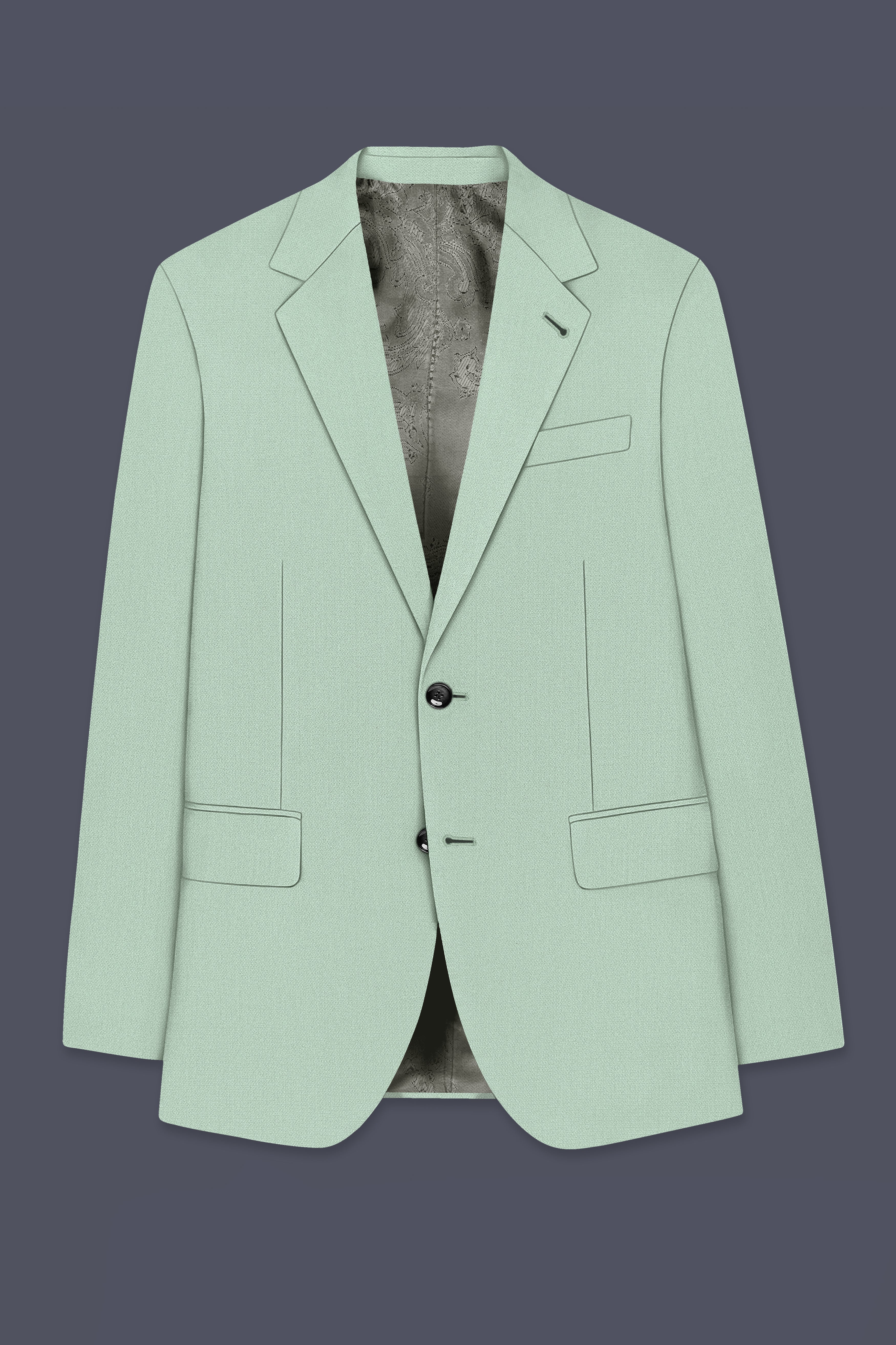 Sylvan-Cascade Green Diamond Textured Wool Rich Slight Stretch Single Breasted Blazer