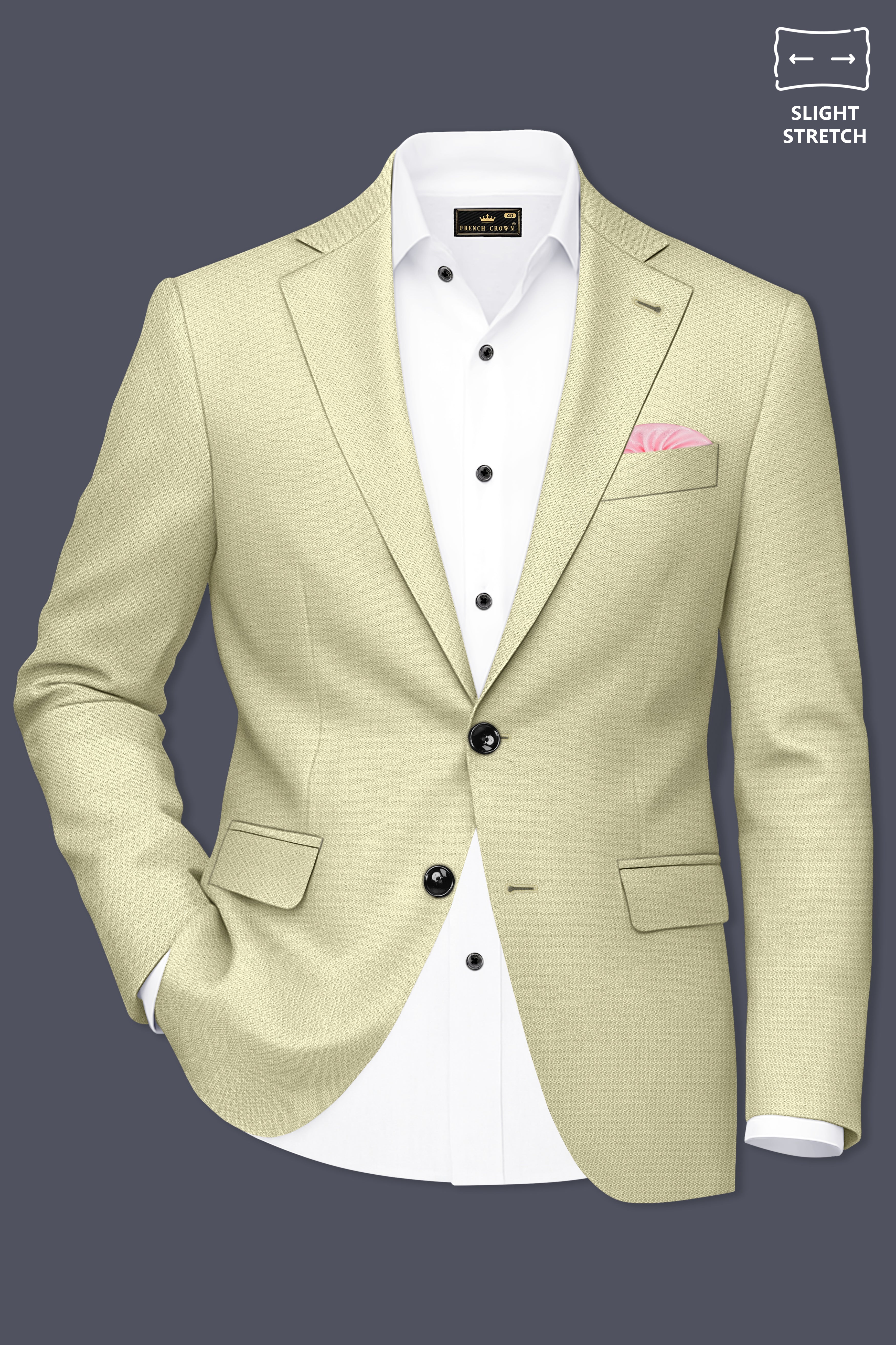 Cedar-Tallow Green Diamond Textured Wool Rich Slight Stretch Single Breasted Blazer