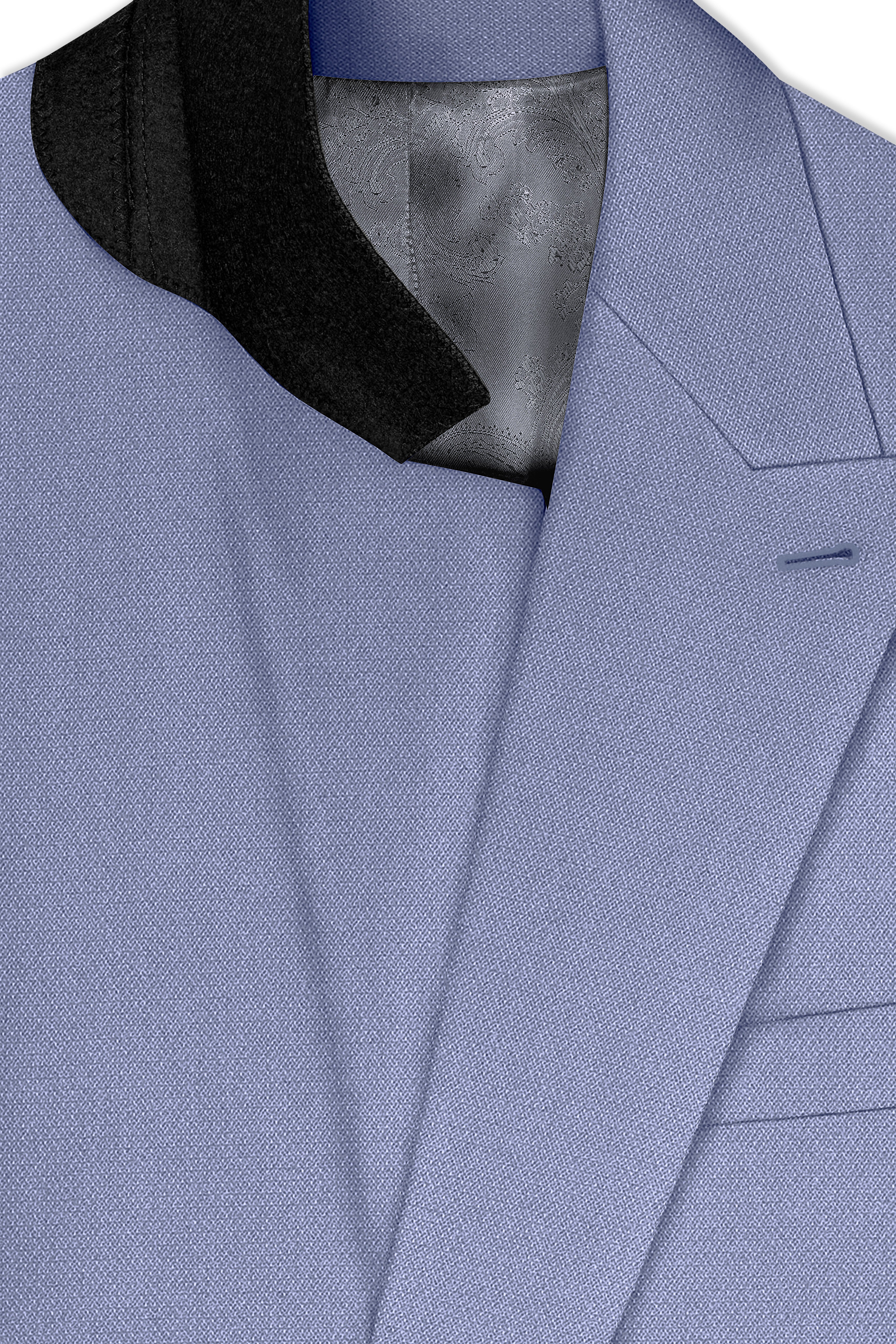 Harbor-Waterloo Blue Diamond Textured Wool Rich Slight Stretch Double Breasted Blazer
