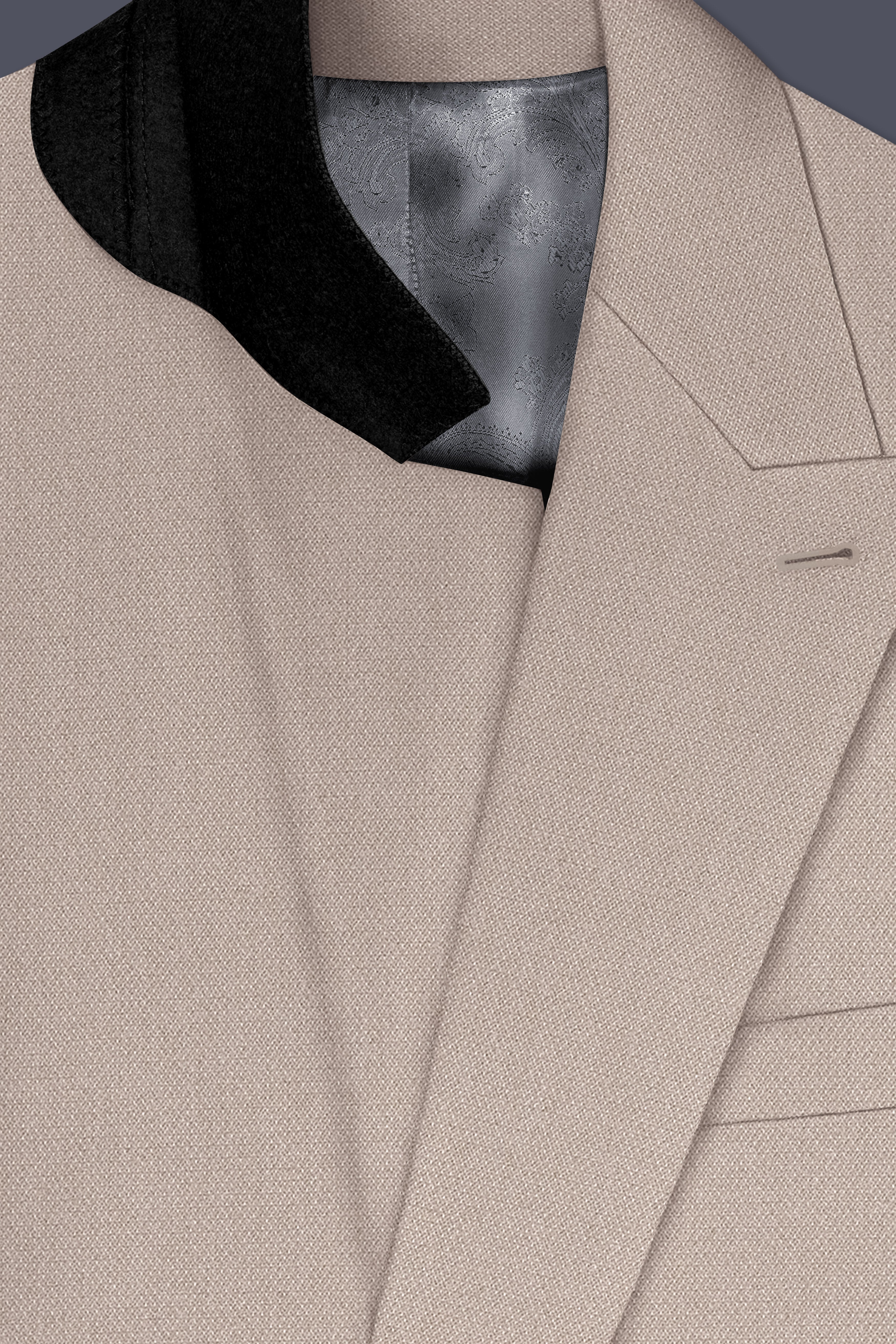 Vellum-Rodeo Cream Diamond Textured Wool Rich Slight Stretch Double Breasted Blazer