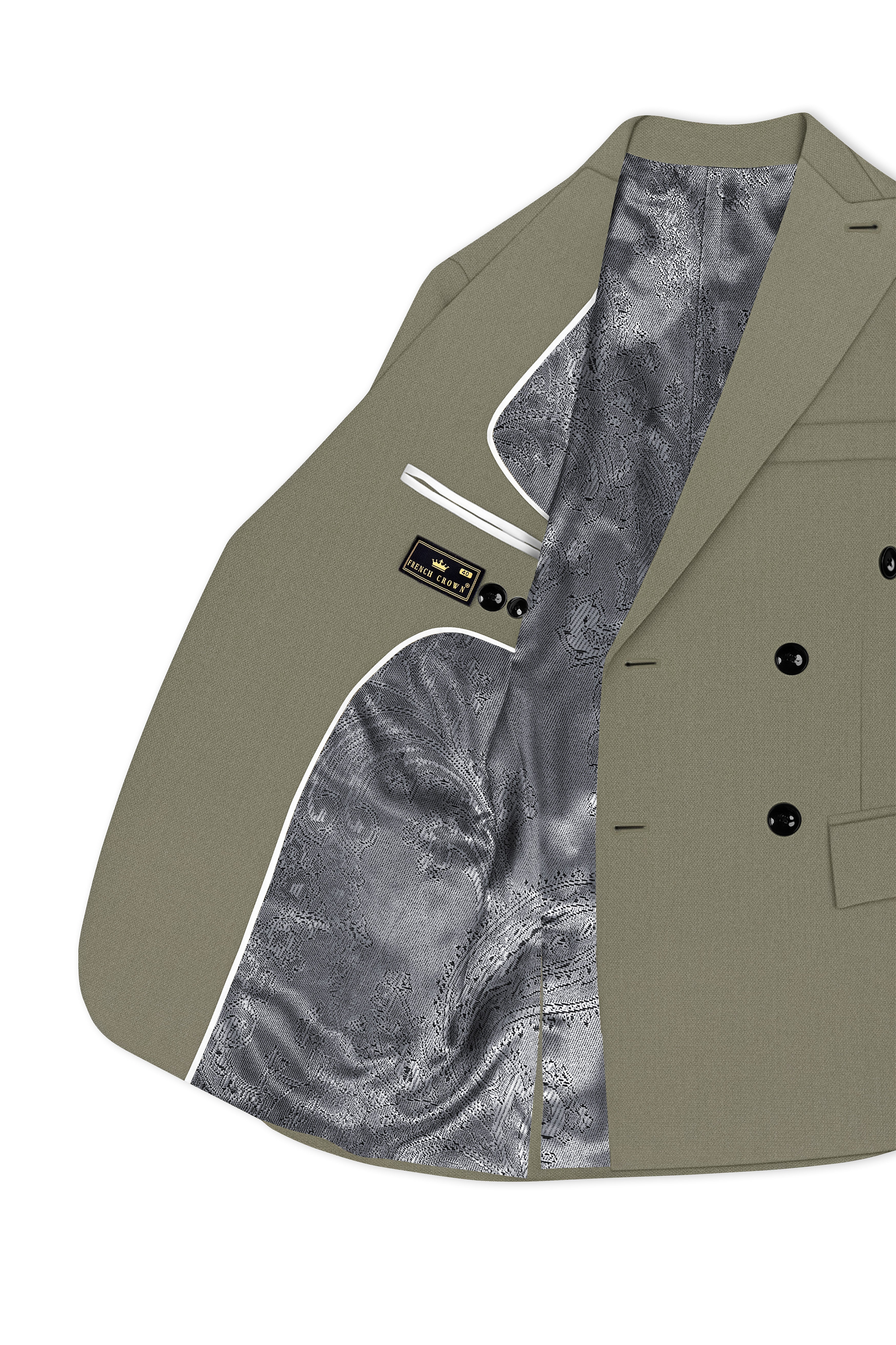 Verdo-Pablo Green Diamond Textured Wool Rich Slight Stretch Double Breasted Blazer
