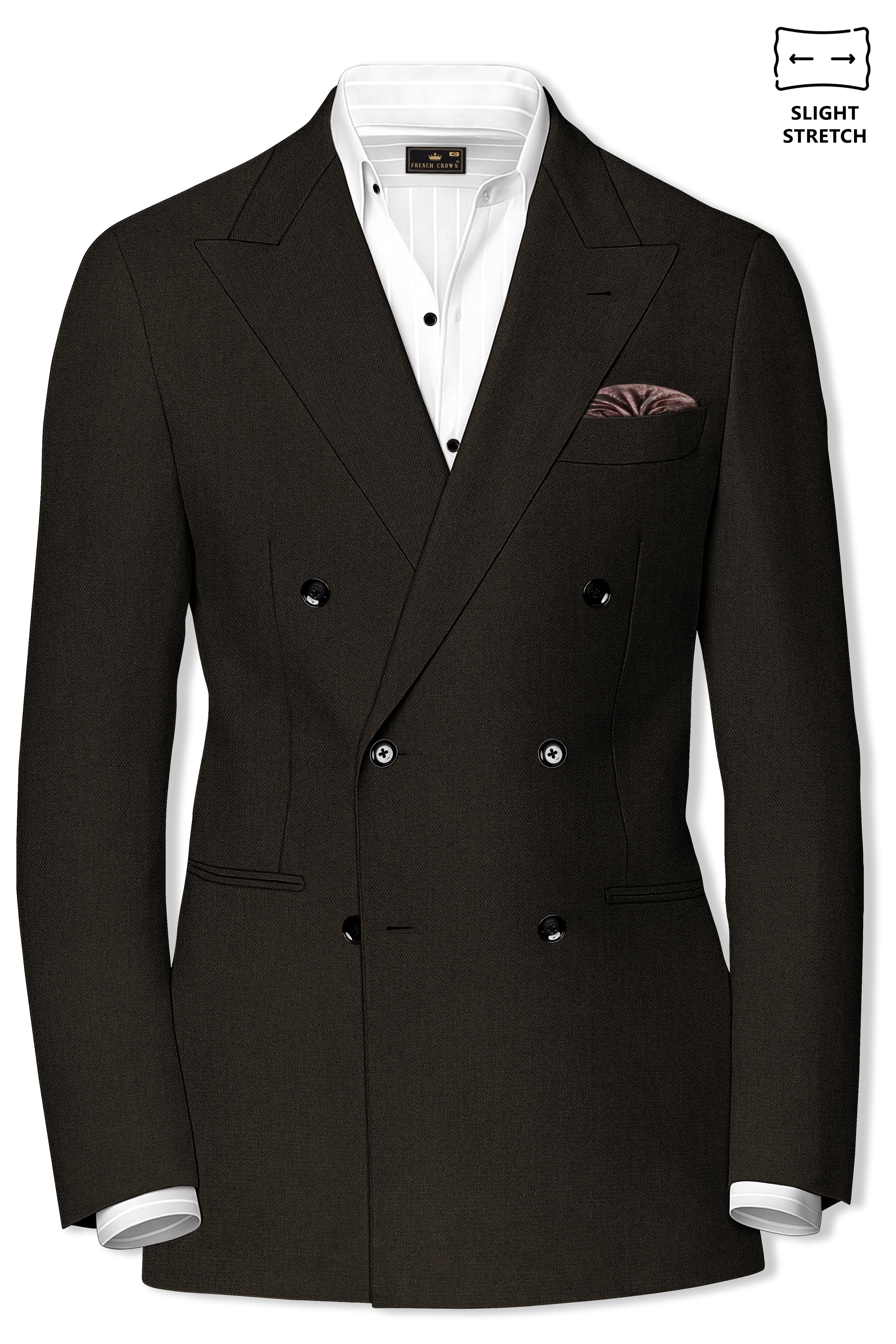 Velaro-Rangoon Green Diamond Textured Wool Rich Slight Stretch Double Breasted Blazer