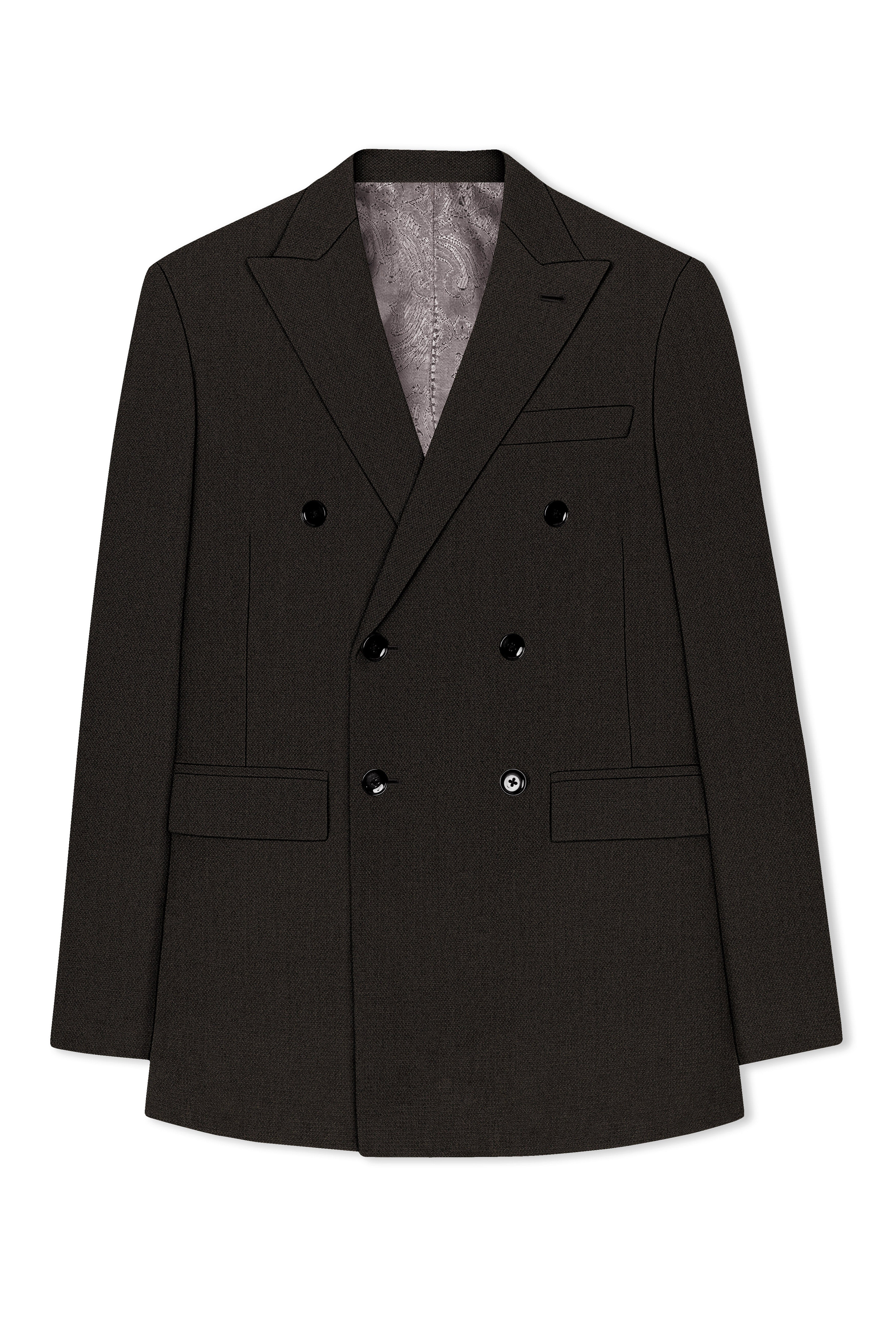 Velaro-Rangoon Green Diamond Textured Wool Rich Slight Stretch Double Breasted Blazer