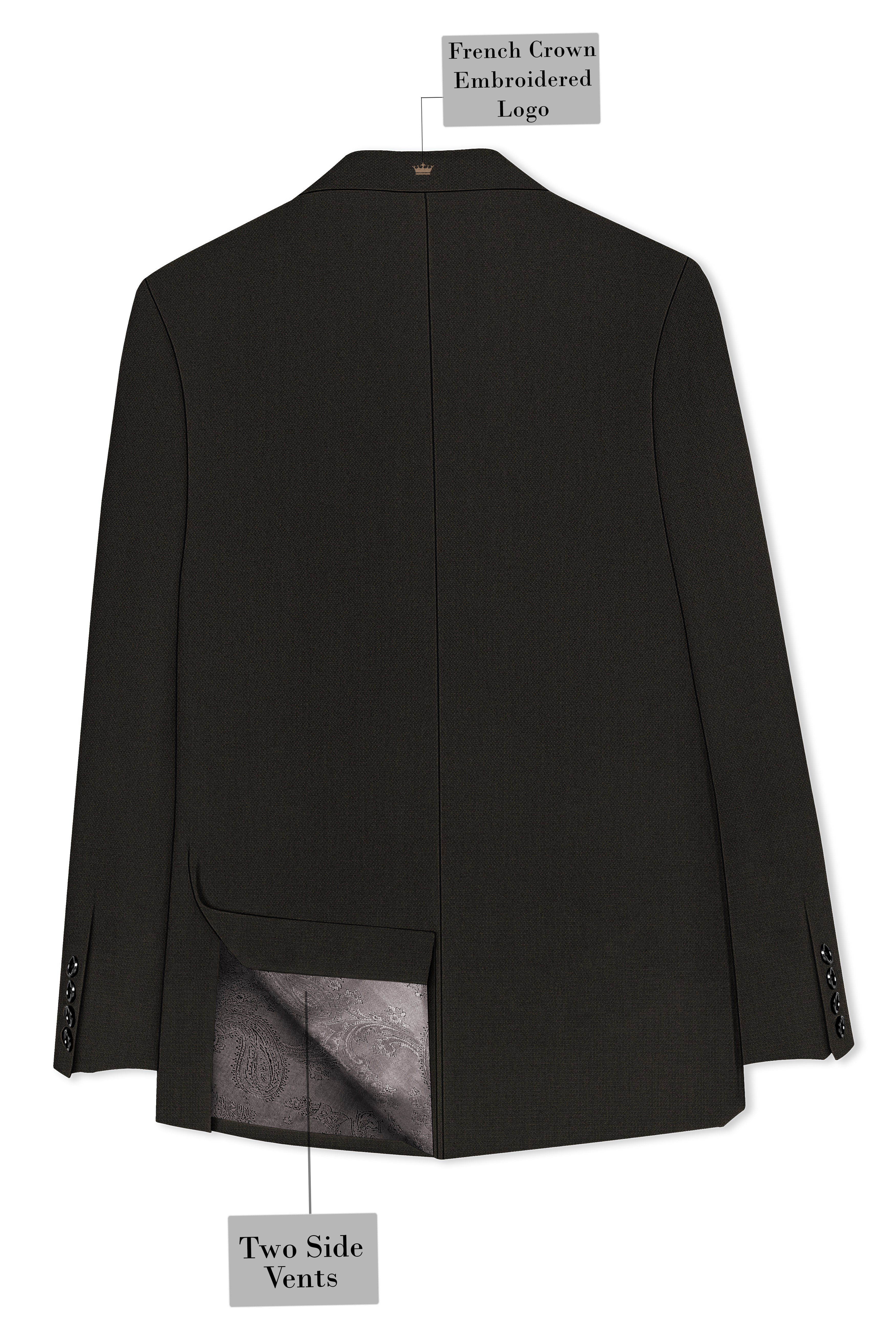 Velaro-Rangoon Green Diamond Textured Wool Rich Slight Stretch Double Breasted Blazer