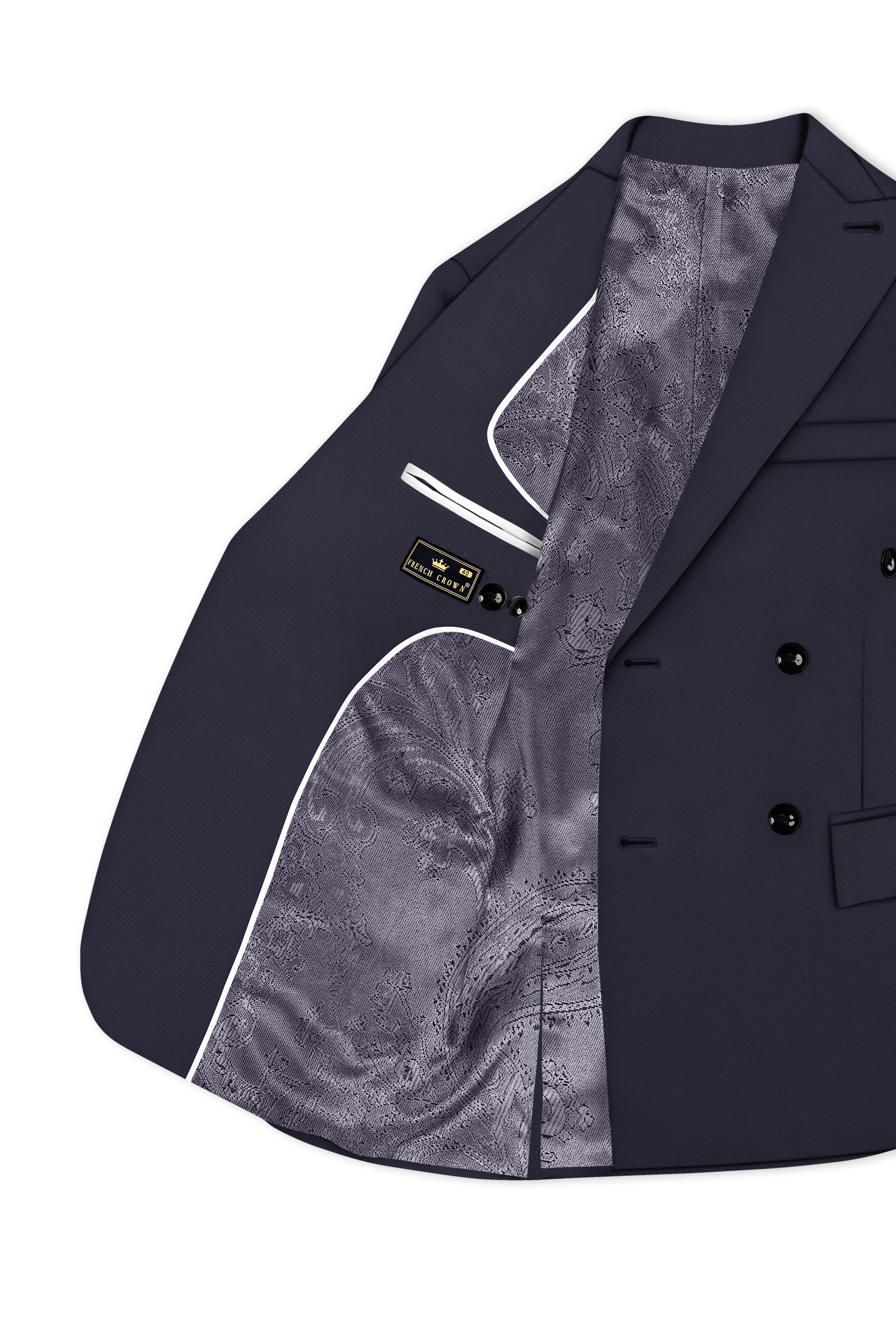 Kairo-Korean Charcoal Gray 4-Way Stretch Wrinkle-Free Wool Rich Double Breasted Blazer