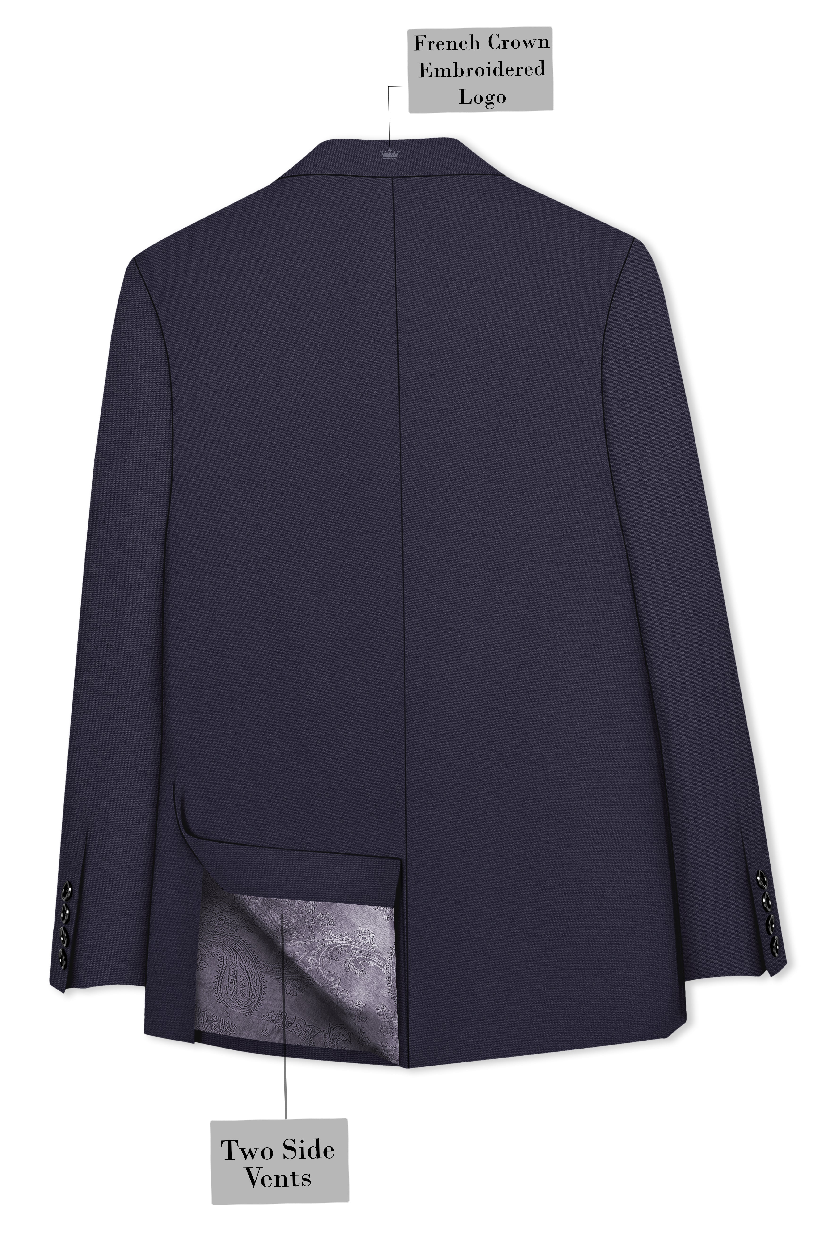 Kairo-Korean Charcoal Gray 4-Way Stretch Wrinkle-Free Wool Rich Double Breasted Blazer
