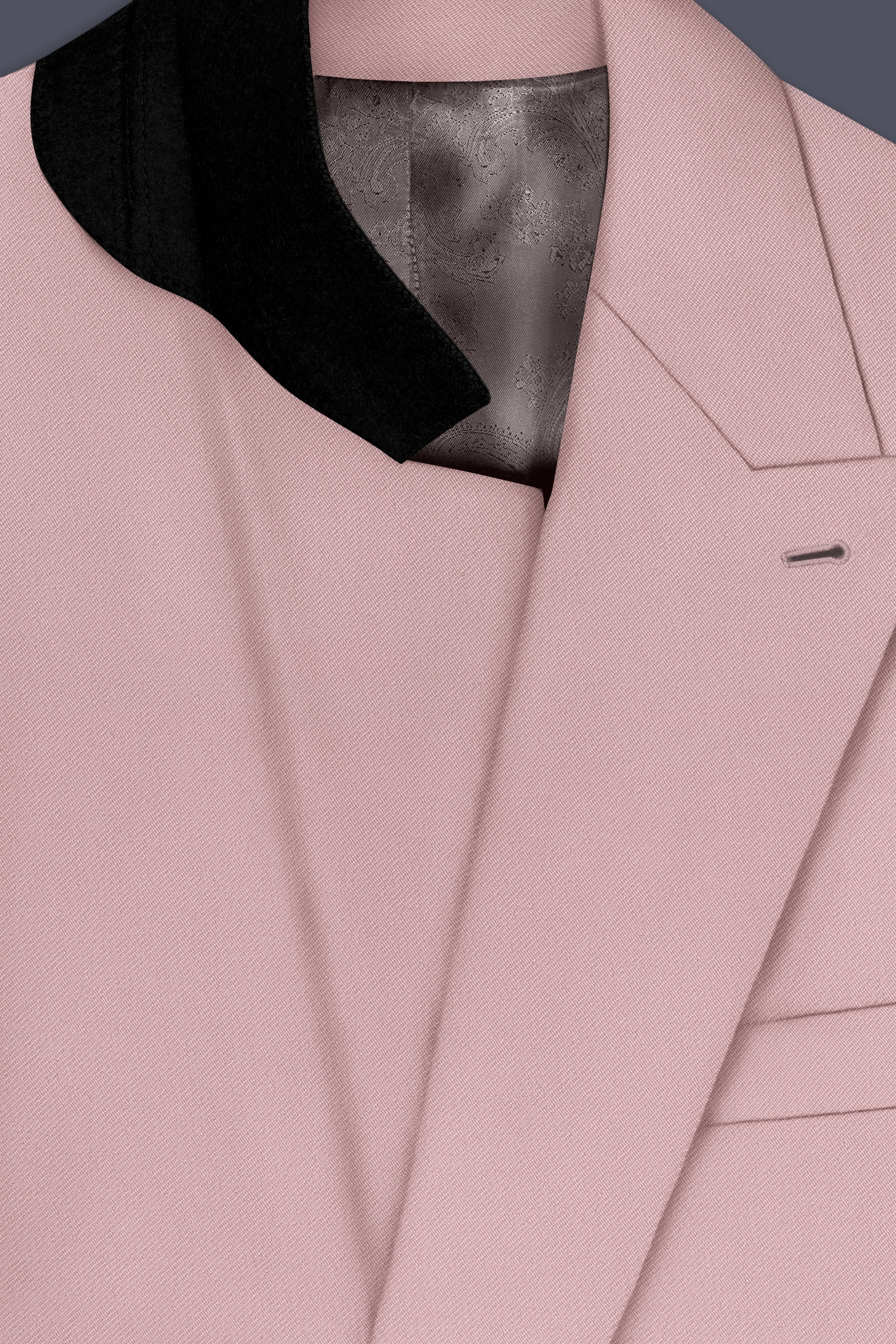 Solenne-Korean Pharlap Peach 4-Way Stretch Wrinkle-Free Wool Rich Double Breasted Blazer