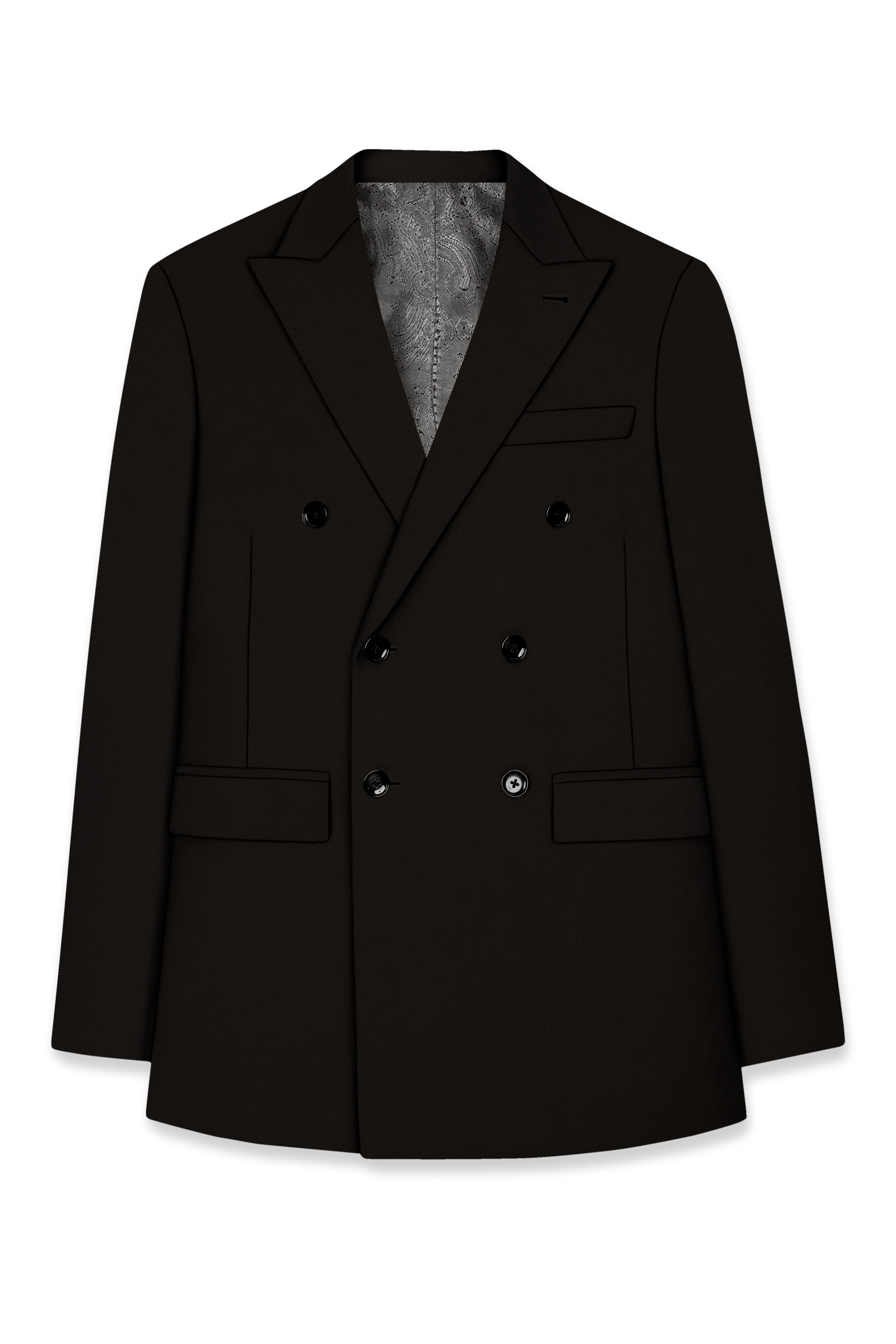 Bronze-Korean Zeus Brown 4-Way Stretch Wrinkle-Free Wool Rich Double Breasted Blazer