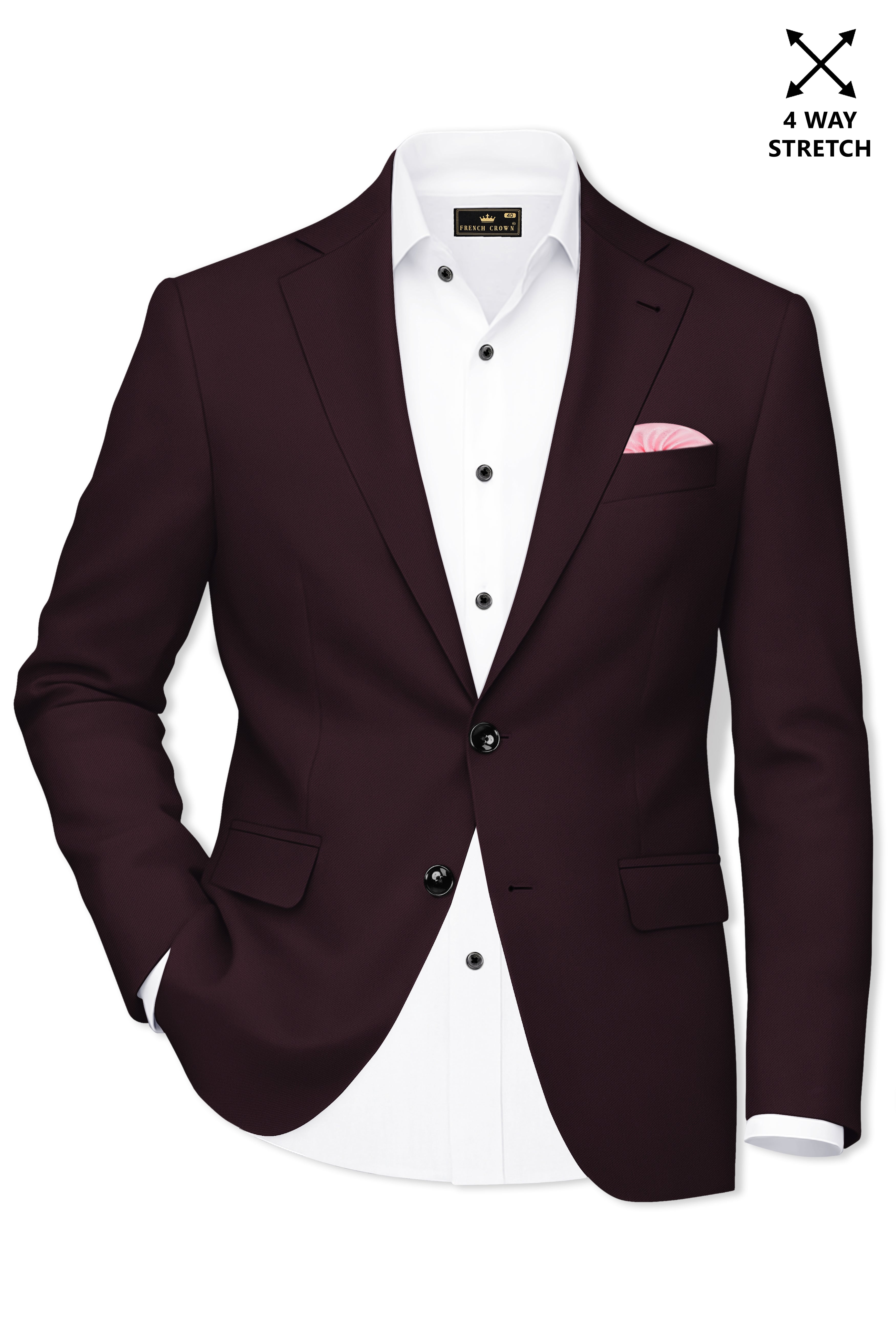 Imperio-korean Eclipse Purple 4-Way Stretch Wrinkle-Free Wool Rich Single Breasted Blazer