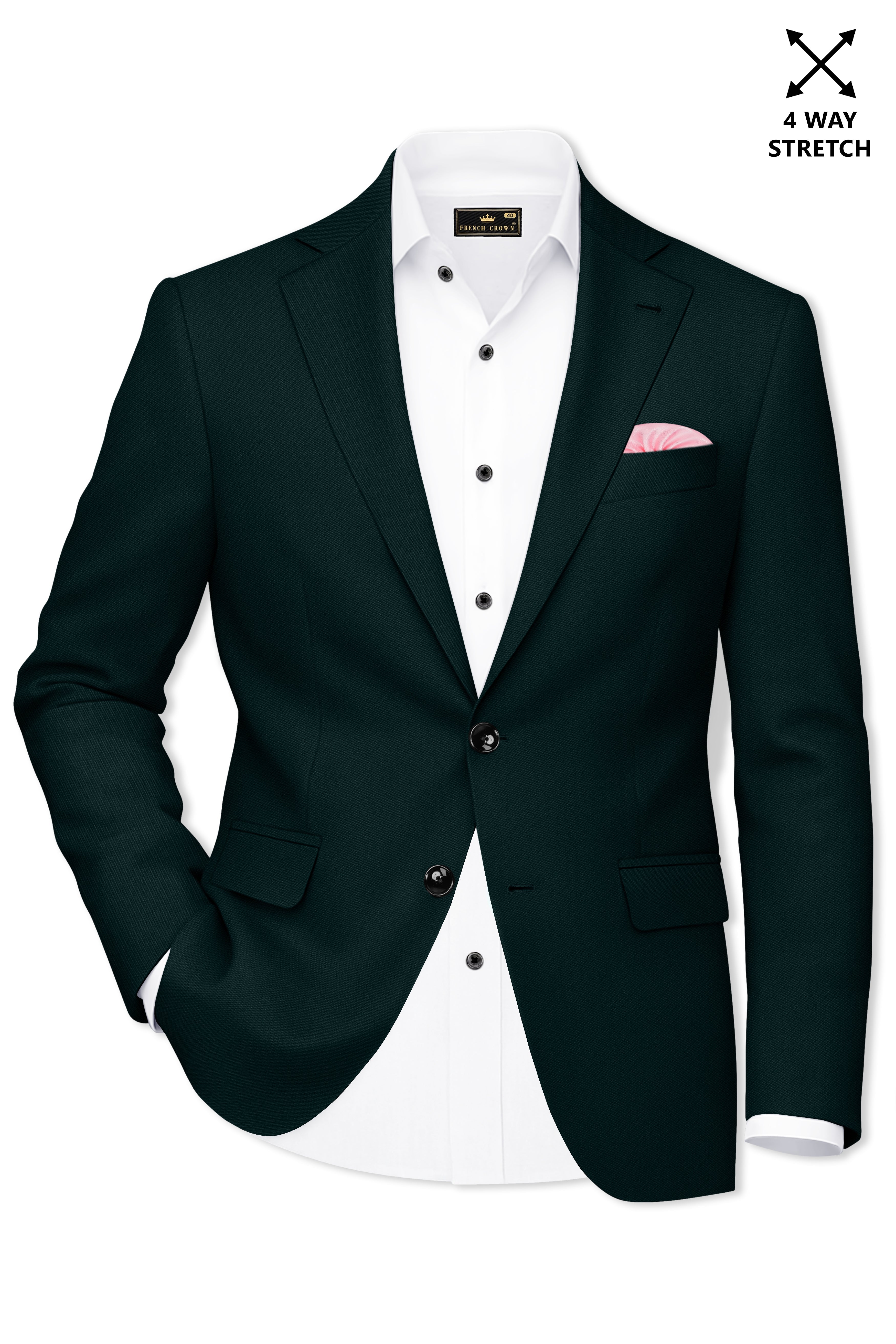 Terrain-Korean Swamp Green 4-Way Stretch Wrinkle-Free Wool Rich Single Breasted Blazer