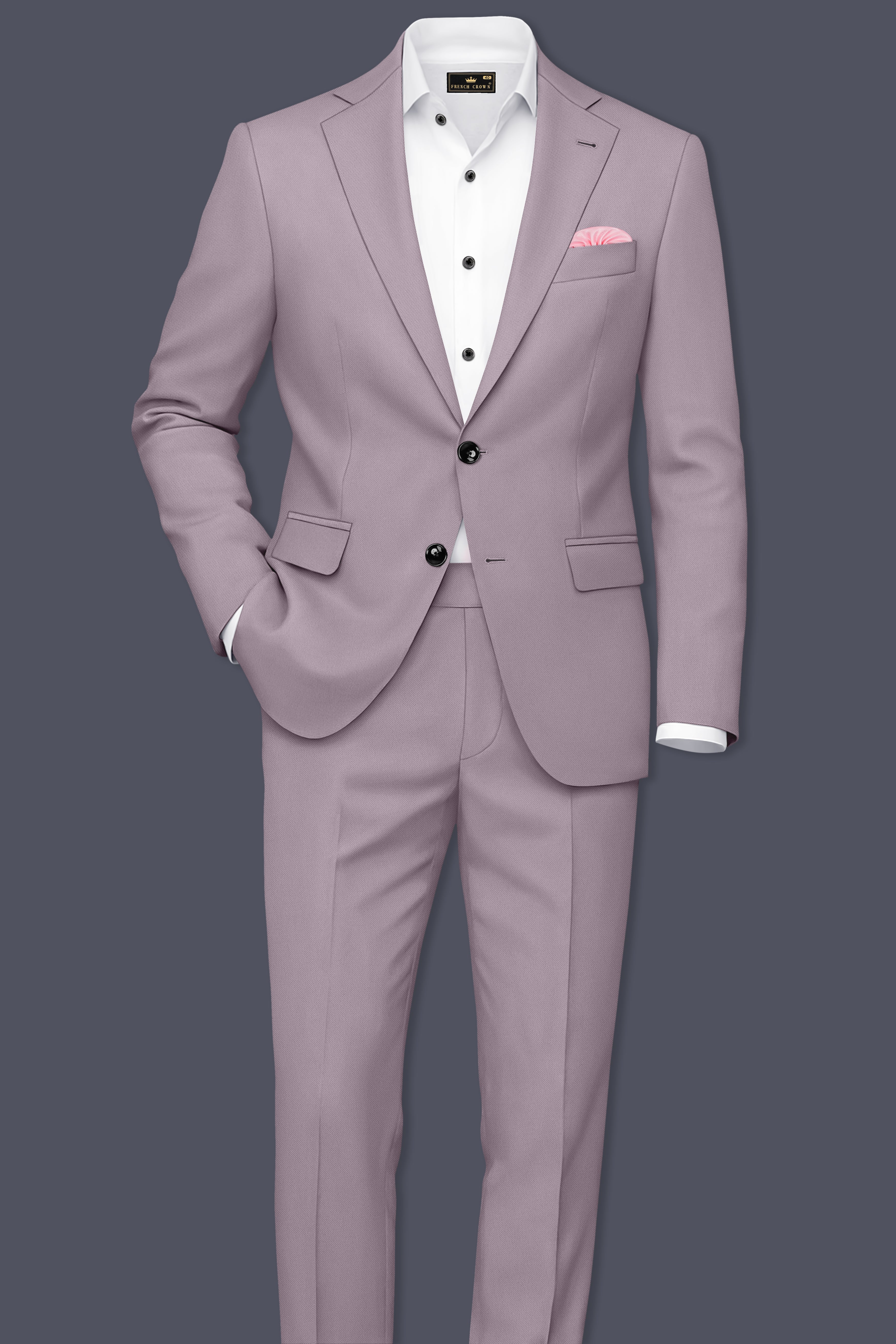 Roselle-Korean Bouquet Pink 4-Way Stretch Wrinkle-Free Wool Rich Single Breasted Blazer