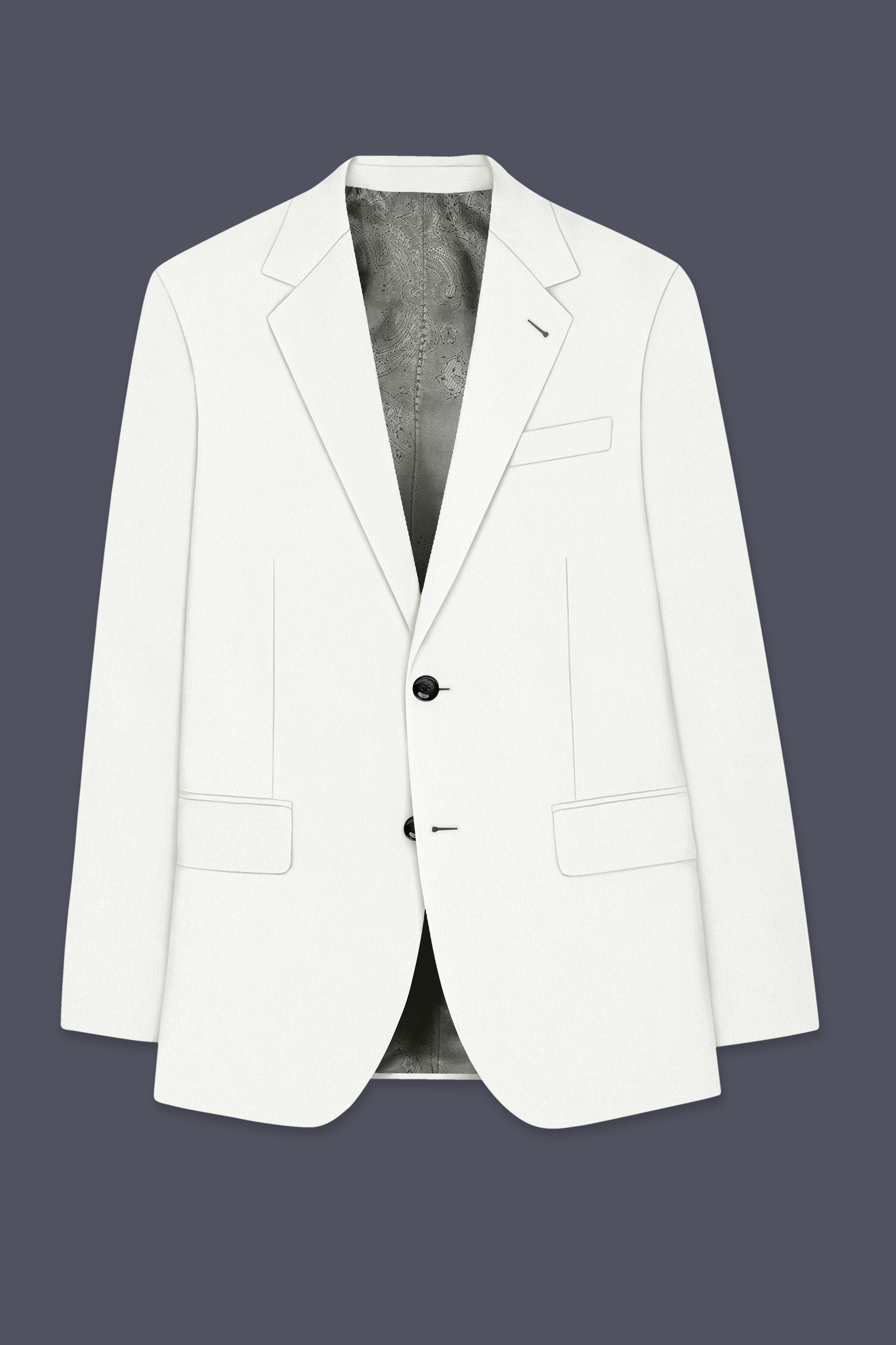 Celio-Korean Off White 4-Way Stretch Wrinkle-Free Wool Rich Single Breasted Blazer