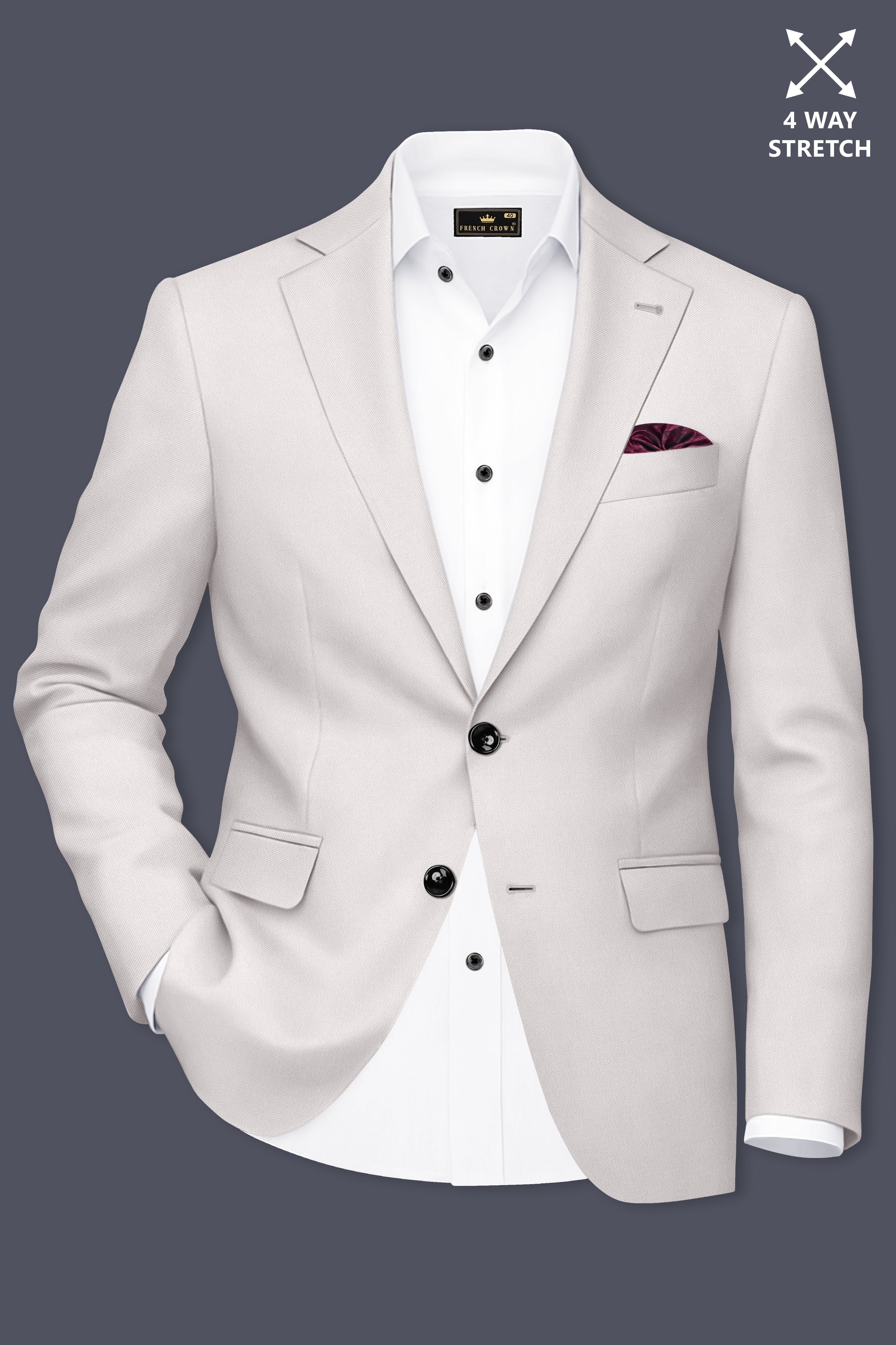 Ivora-Korean Amour Cream 4-Way Stretch Wrinkle-Free Wool Rich Single Breasted Blazer