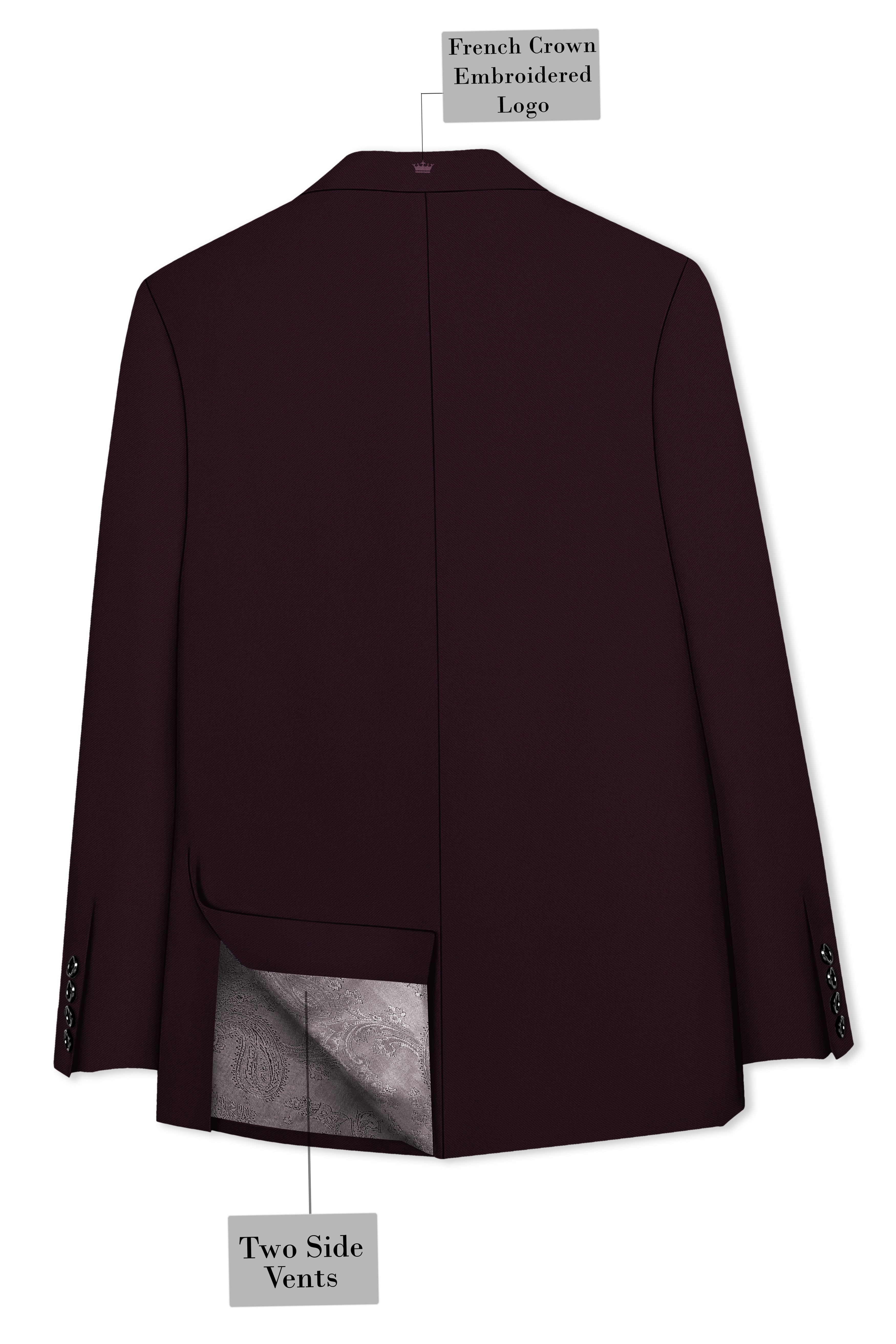 Imperio-korean Eclipse Purple 4-Way Stretch Wrinkle-Free Wool Rich Double Breasted Blazer