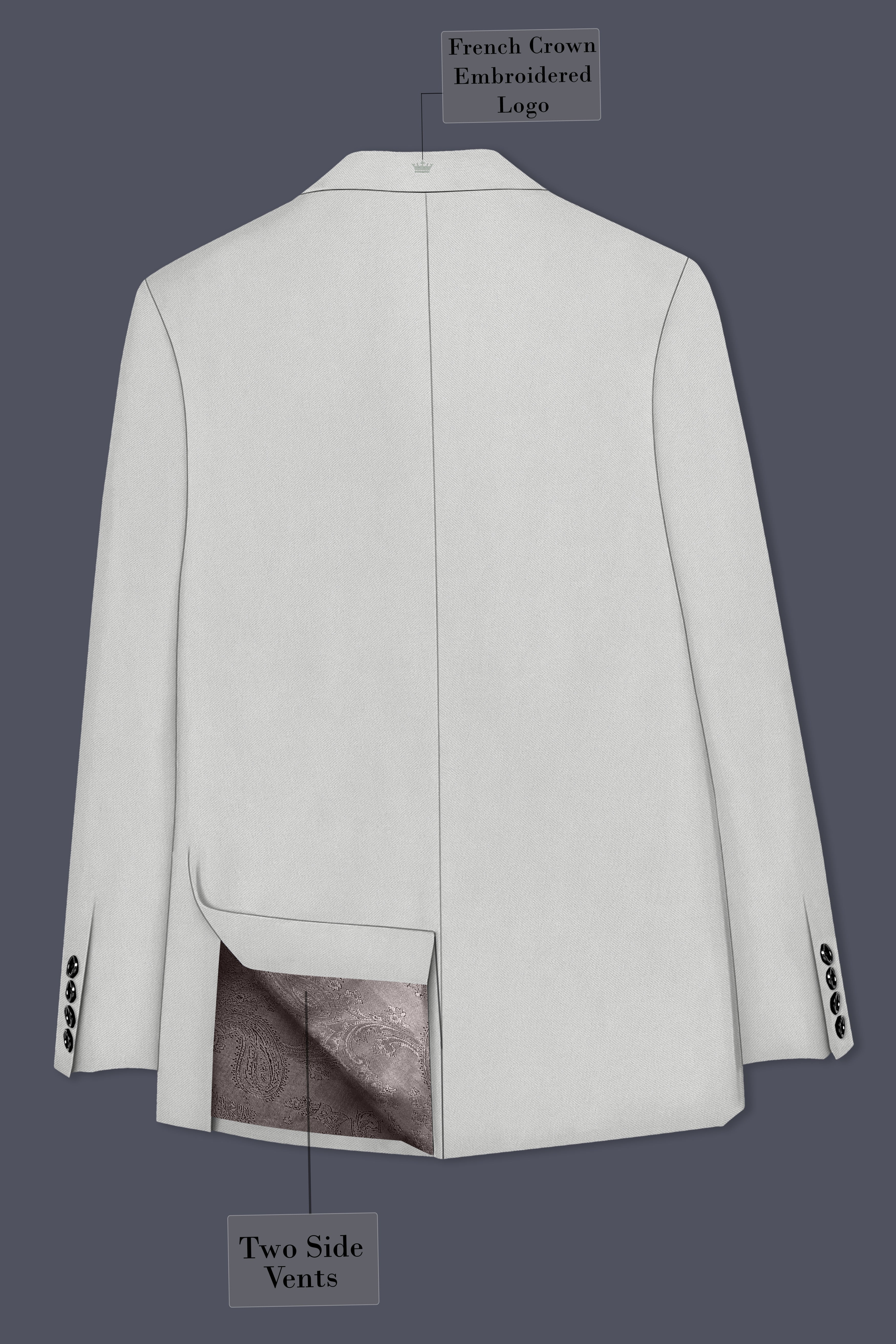 Axiom-Korean Nickel Gray 4-Way Stretch Wrinkle-Free Wool Rich Double Breasted Blazer