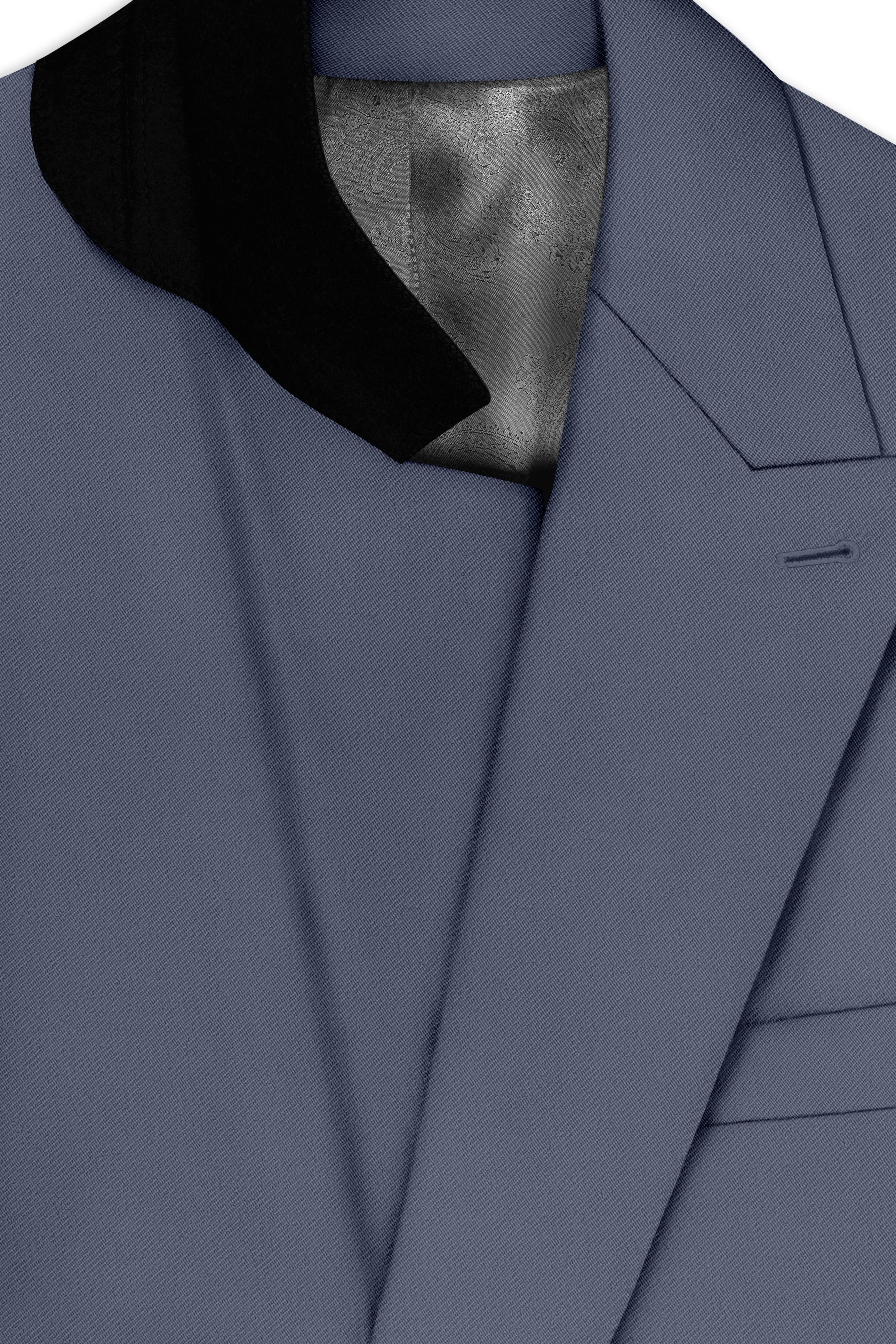 Monarch-Korean Dolphin Gray 4-Way Stretch Wrinkle-Free Wool Rich Double Breasted Blazer