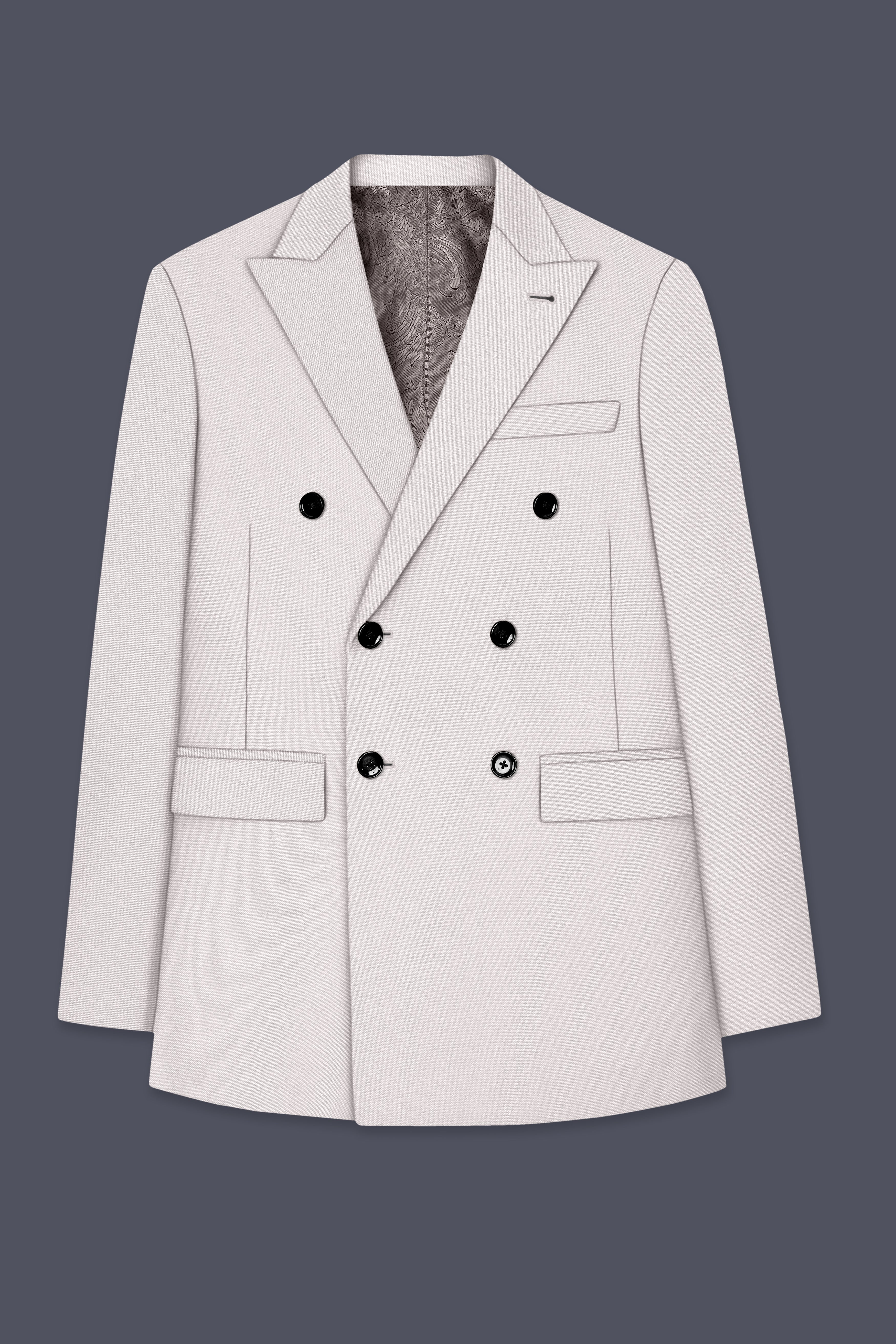 Ivora-Korean Amour Cream 4-Way Stretch Wrinkle-Free Wool Rich Double Breasted Blazer