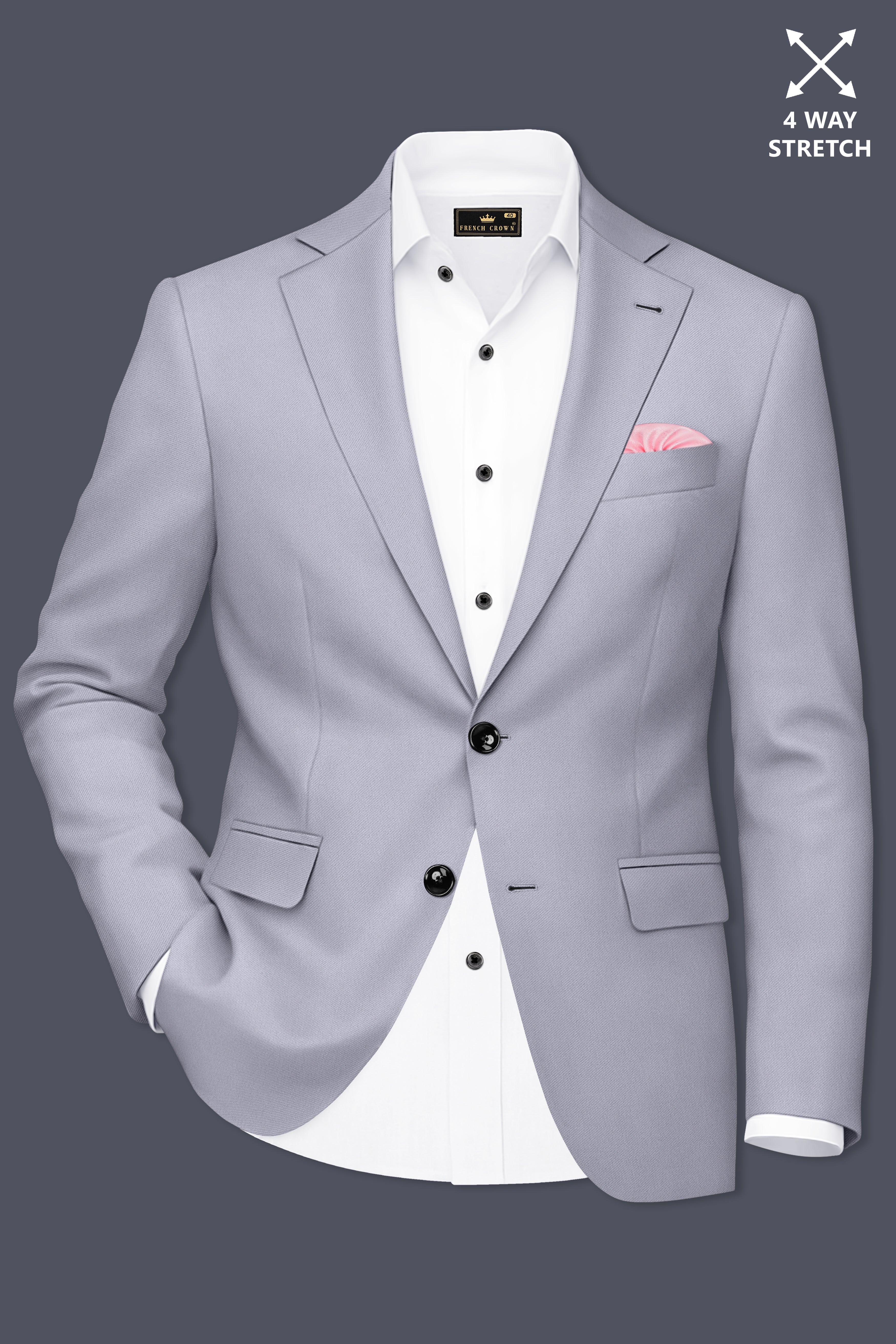 Graphite-Korean Topaz Gray 4-Way Stretch Wrinkle-Free Wool Rich Single Breasted Blazer