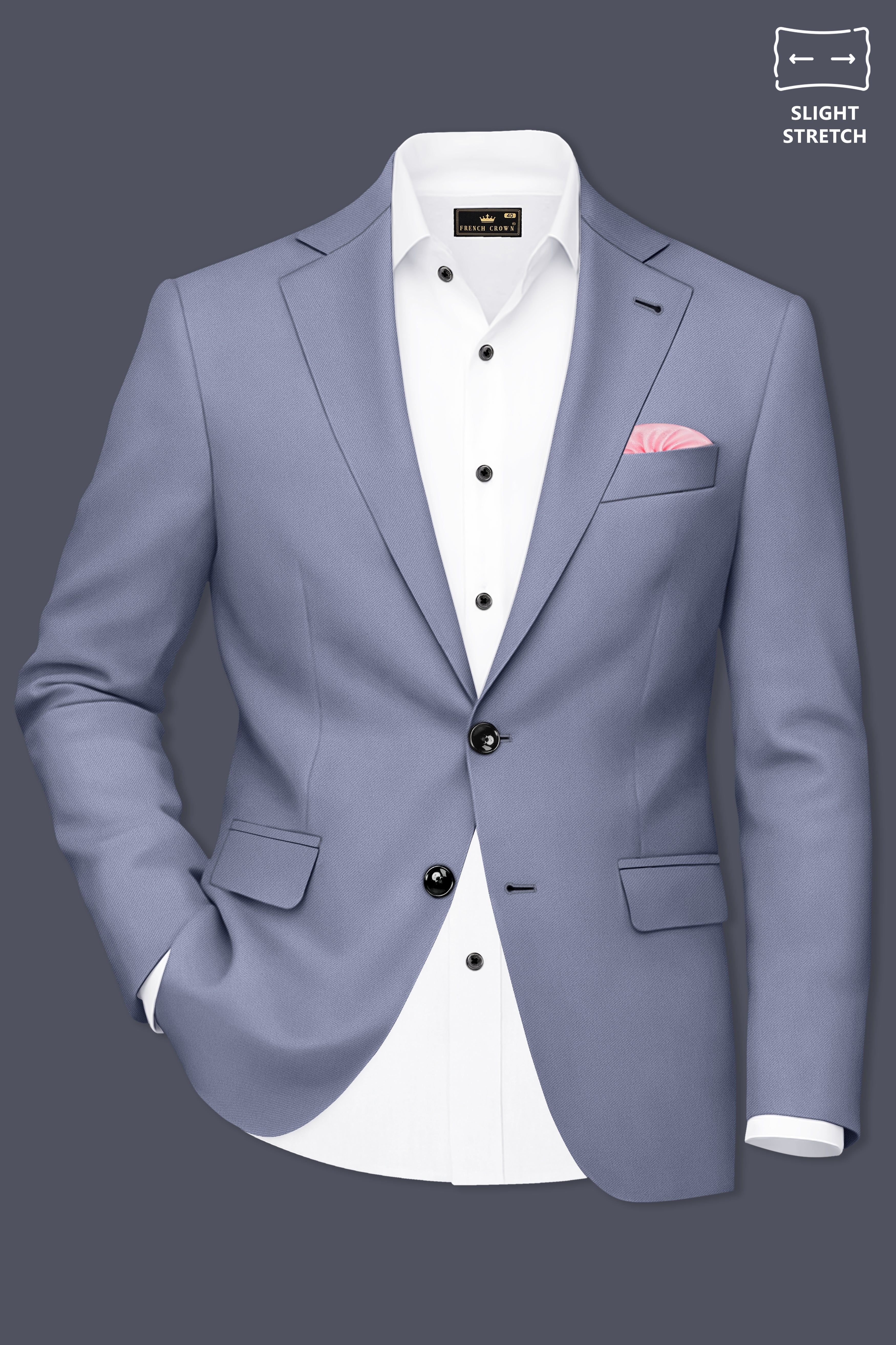 Sterling-Manatee Gray Wool Rich Slight Stretch Single Breasted Blazer