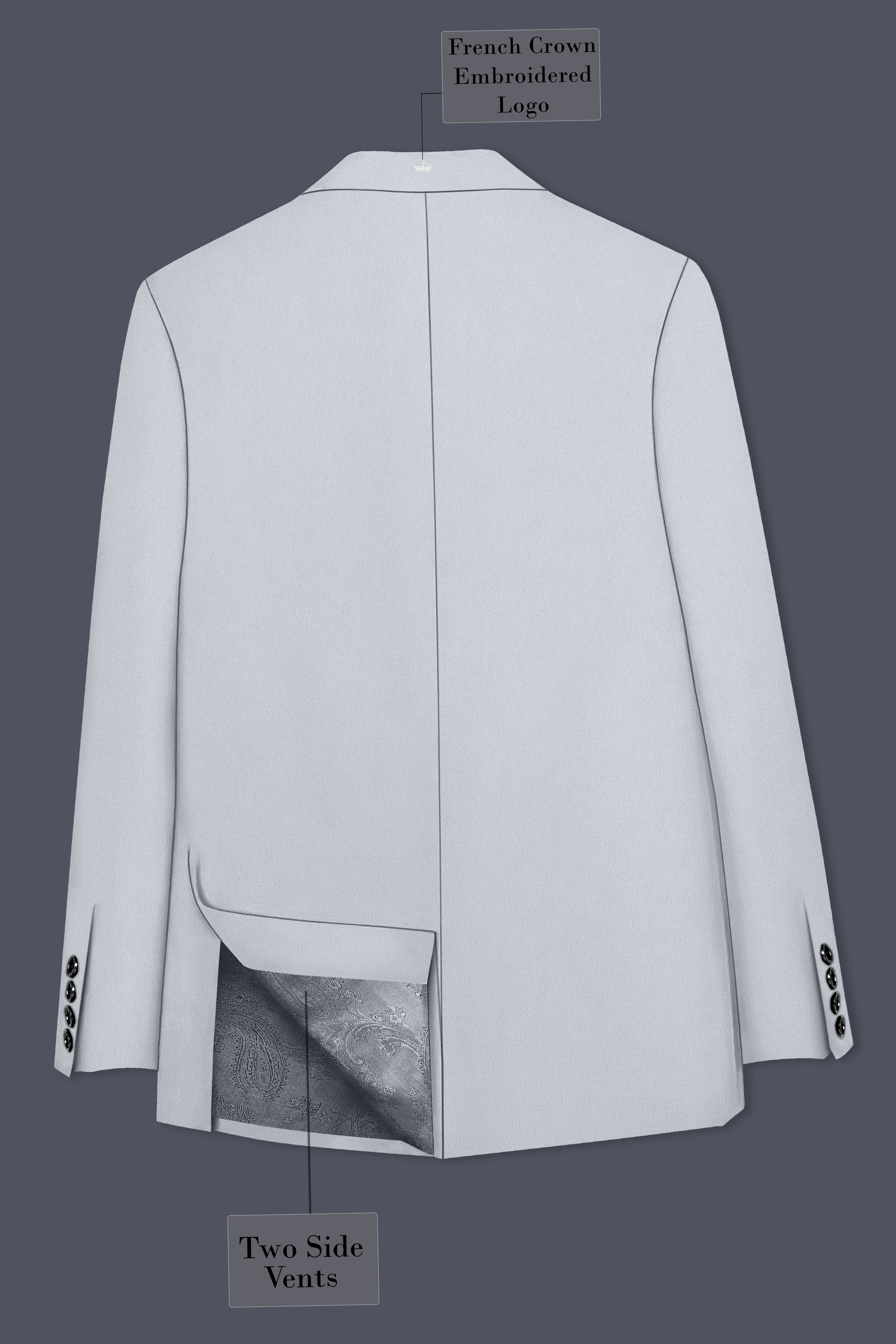 Slate-Mystic Gray Wool Rich Slight Stretch Single Breasted Blazer