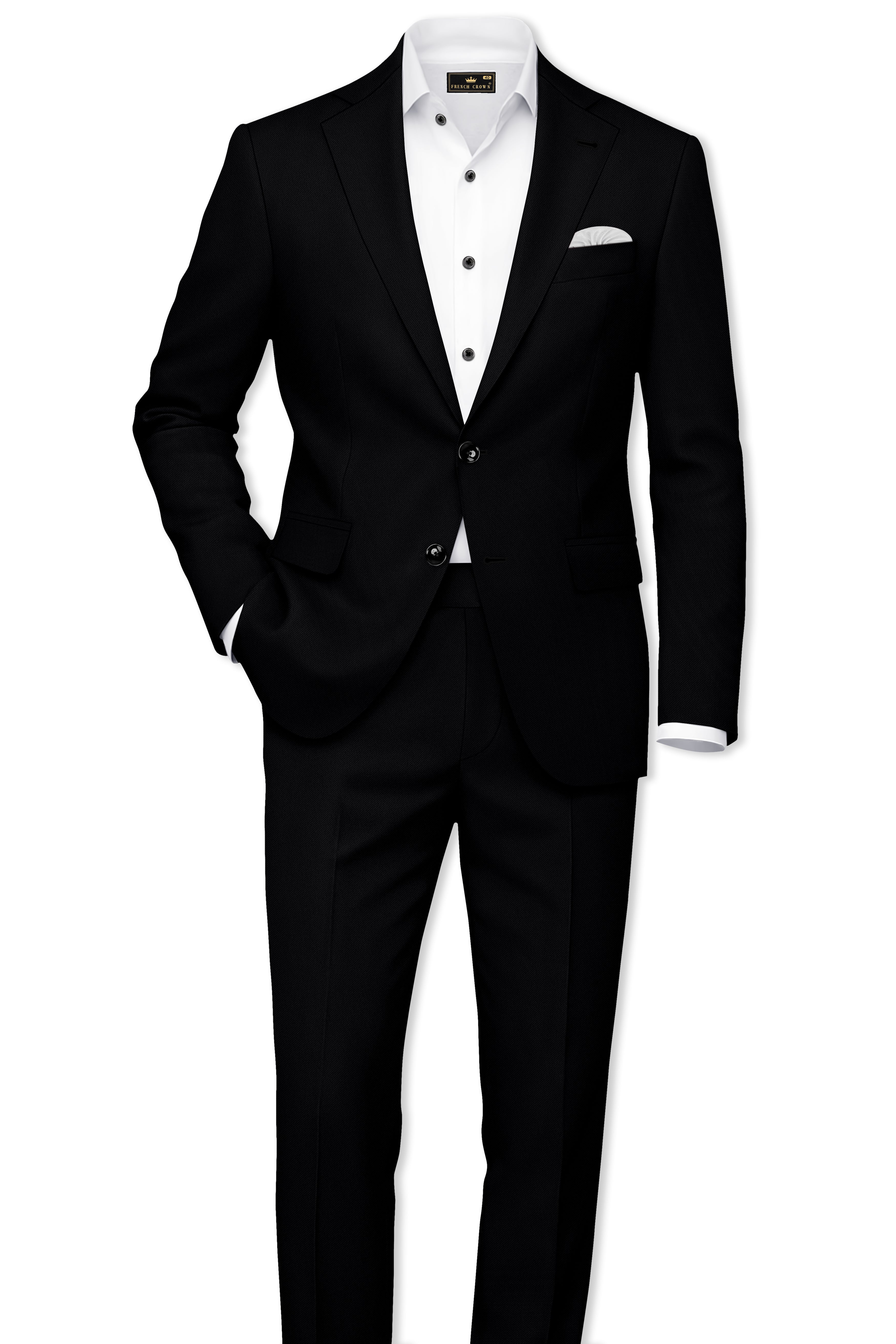 Noir-Jade Black Wool Rich Slight Stretch Single Breasted Blazer