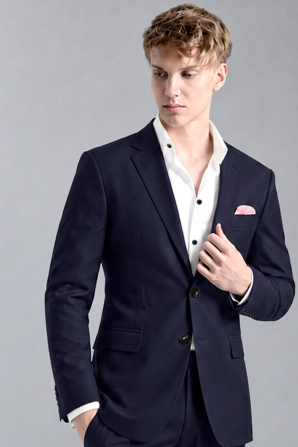 Azure-Baltic Sea Blue Wool Rich Slight Stretch Single Breasted Blazer