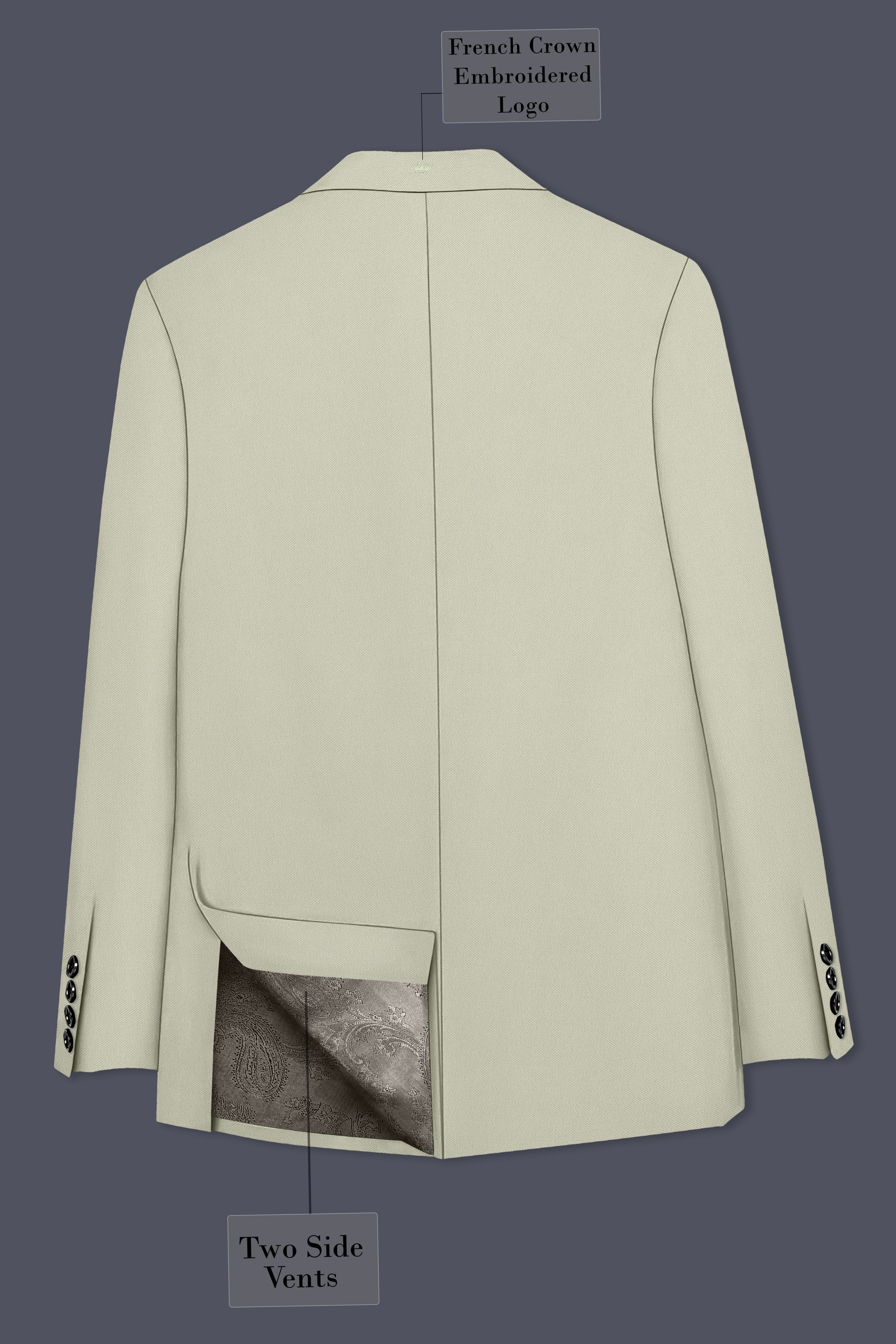 Verde-Tana Green Wool Rich Slight Stretch Single Breasted Blazer