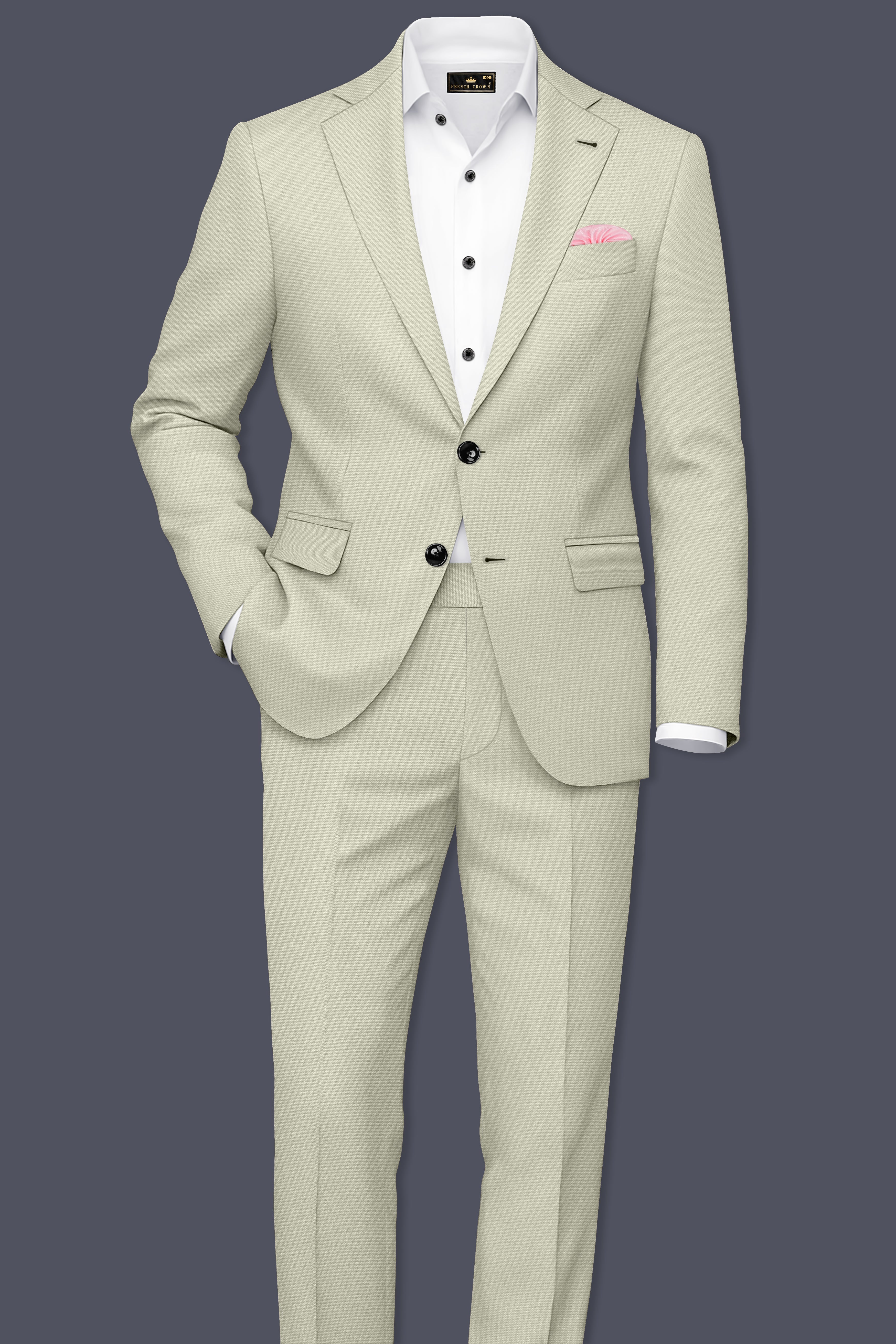 Verde-Tana Green Wool Rich Slight Stretch Single Breasted Blazer
