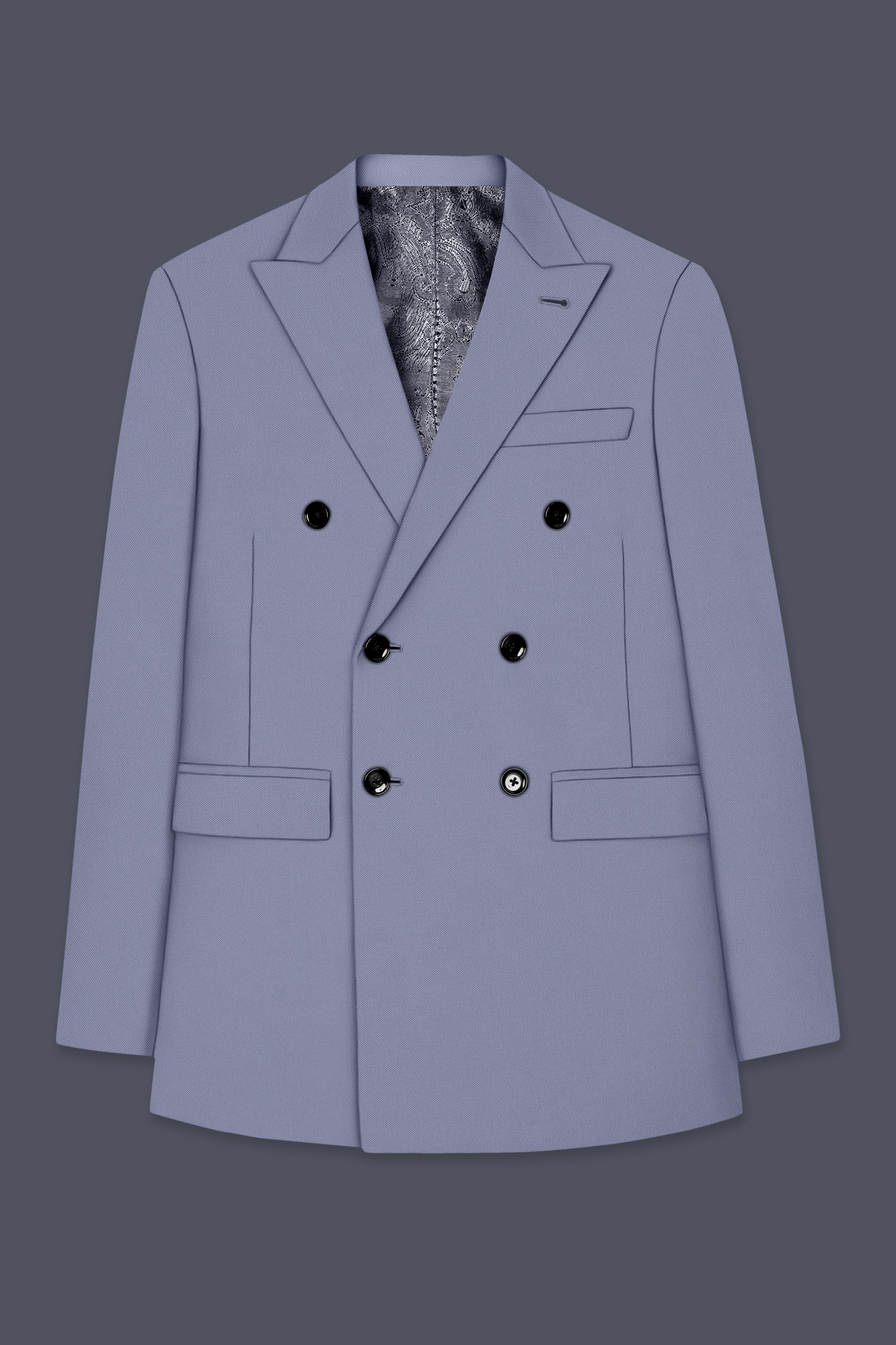 Sterling-Manatee Gray Wool Rich Slight Stretch Double Breasted Blazer