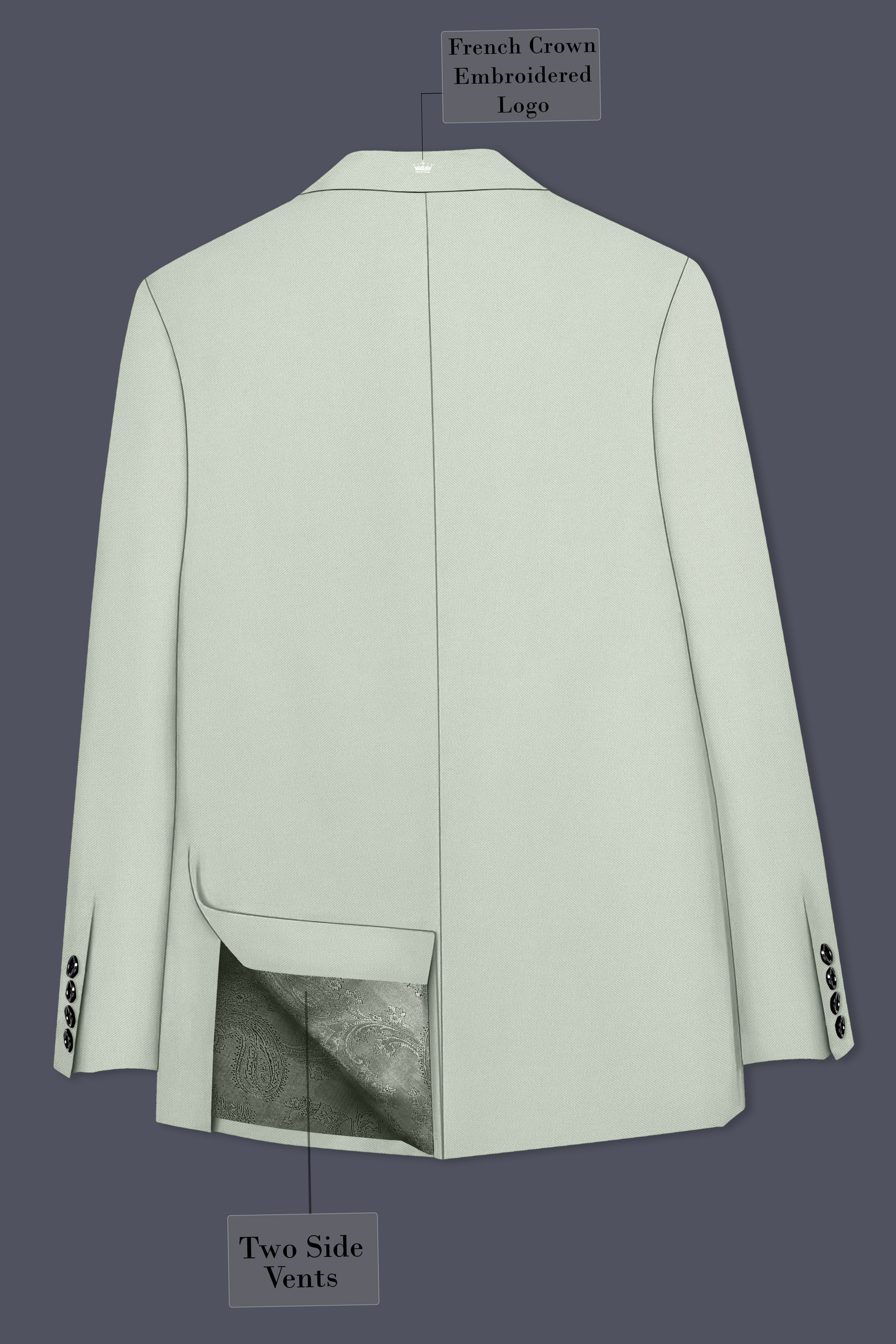 Ascend-Tasman Green Wool Rich Slight Stretch Double Breasted Blazer