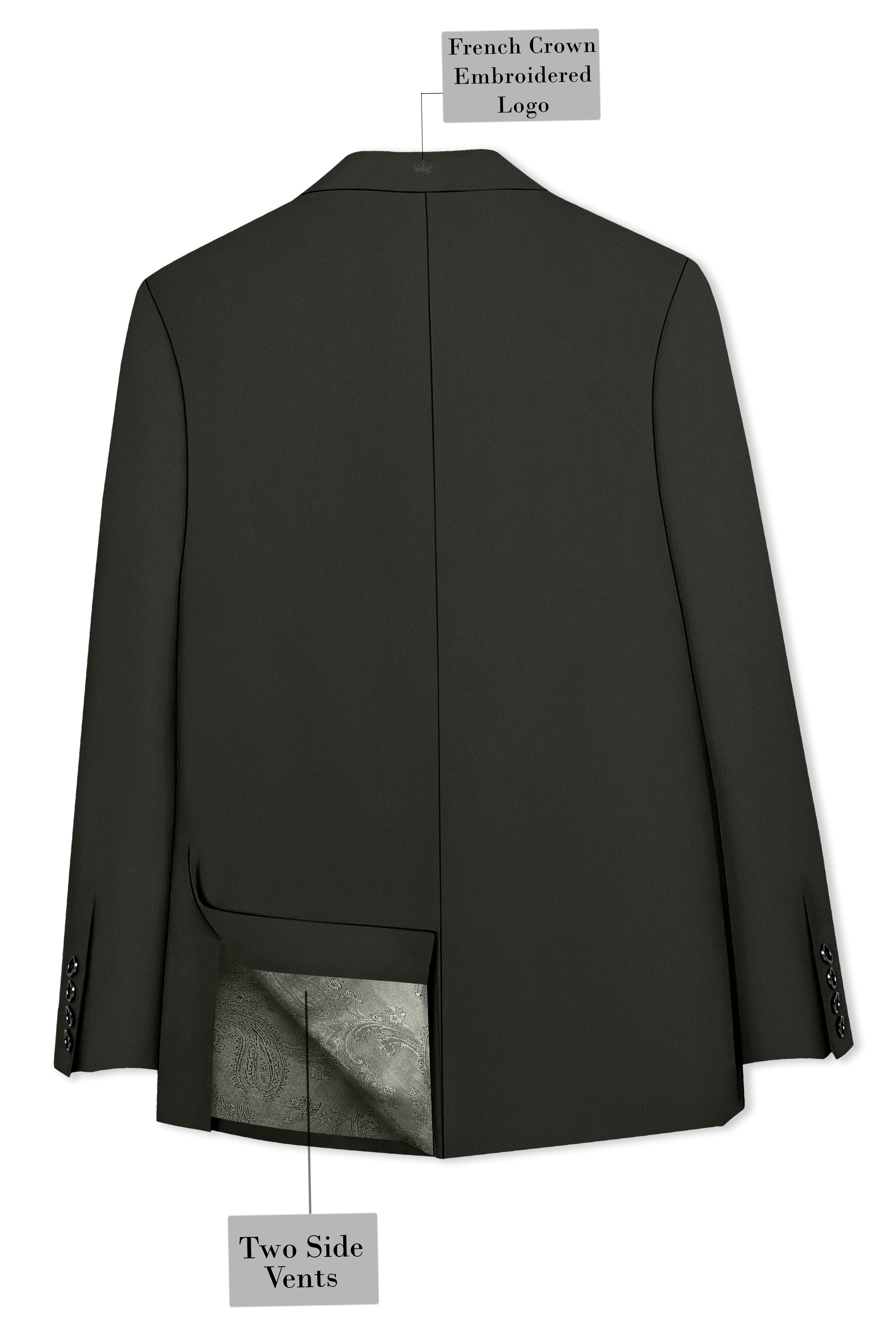 Apex-Piano Green Wool Rich Slight Stretch Double Breasted Blazer