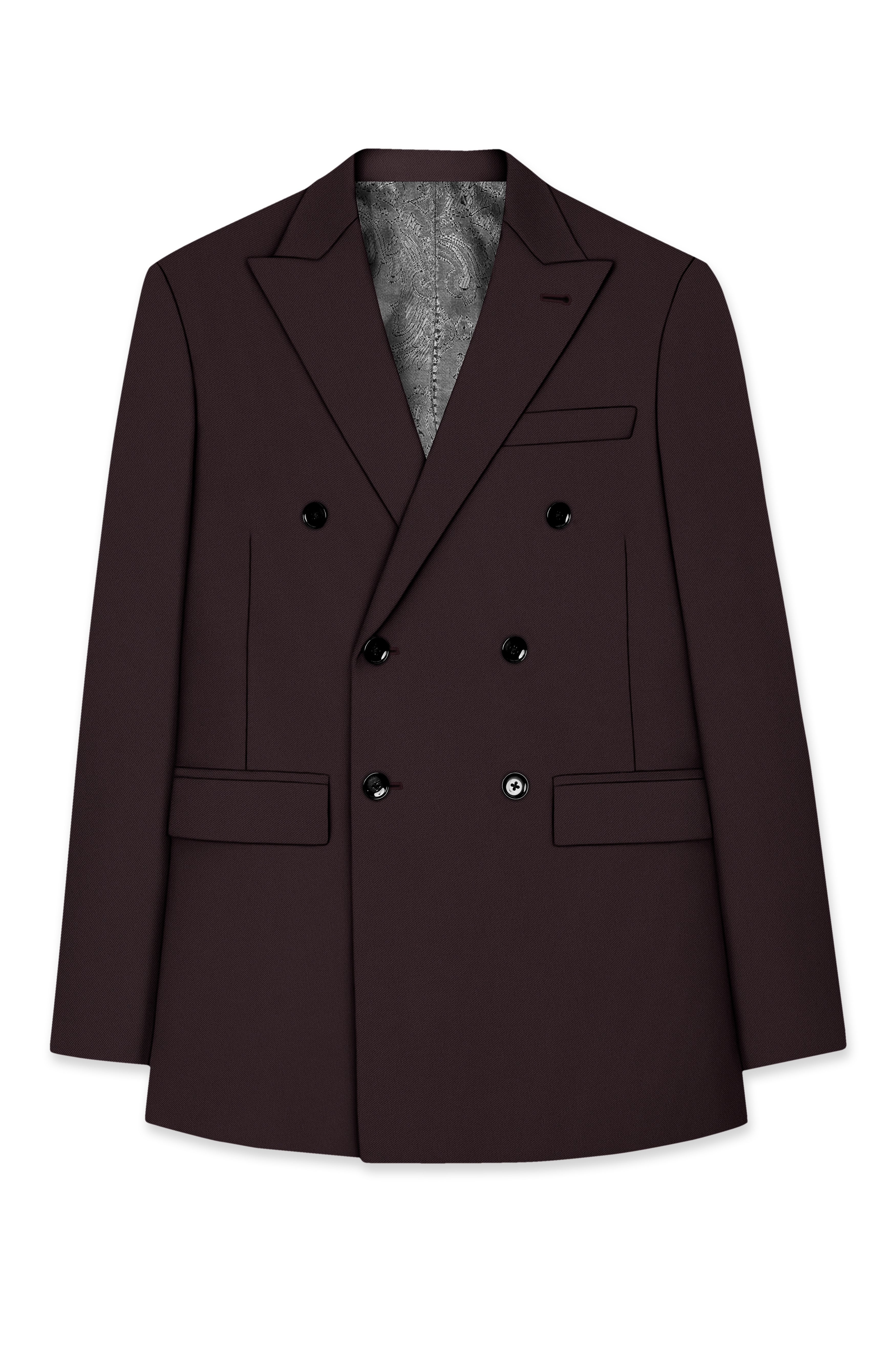 Bristol-Eclipse Brown Wool Rich Slight Stretch Double Breasted Blazer
