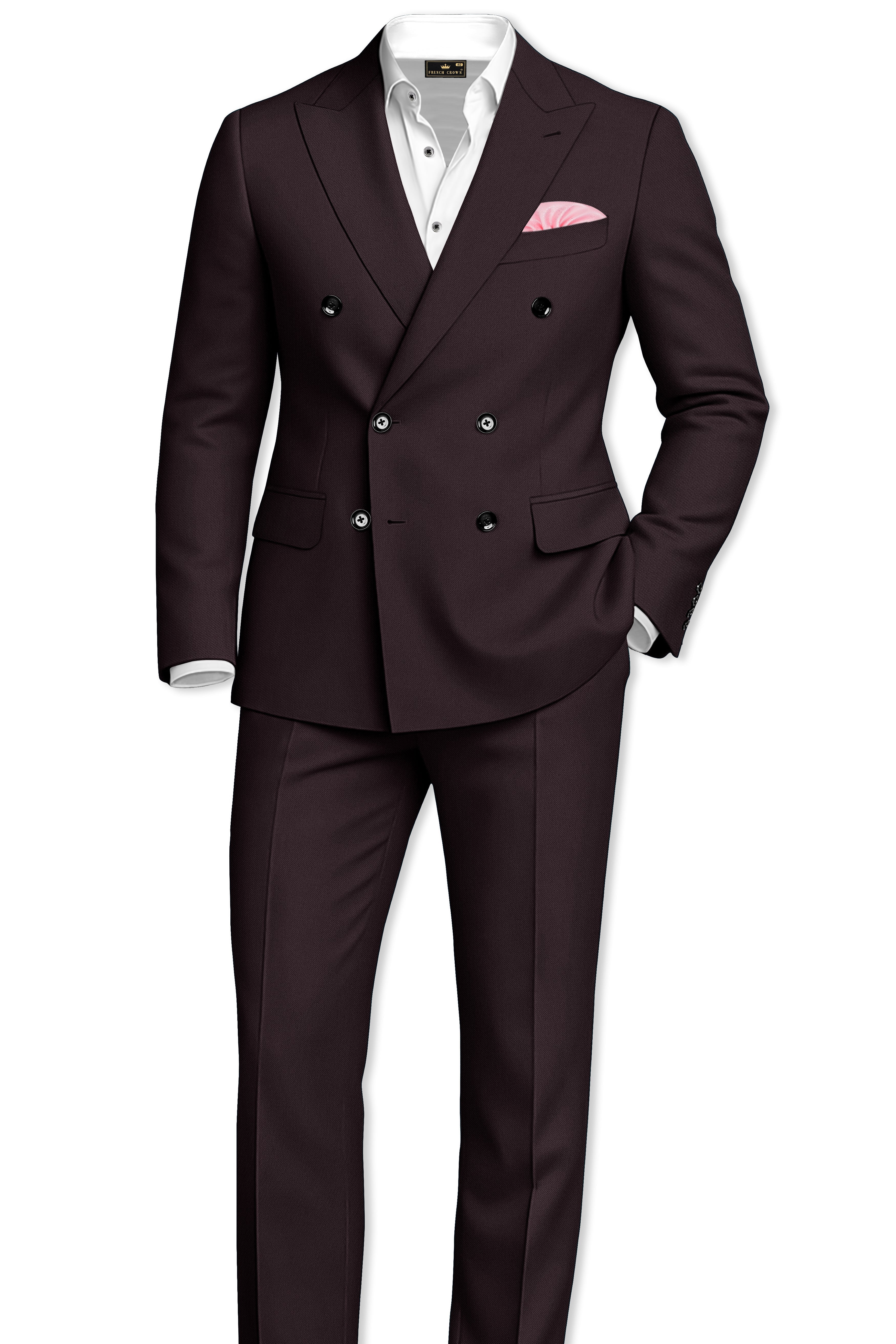 Bristol-Eclipse Brown Wool Rich Slight Stretch Double Breasted Blazer