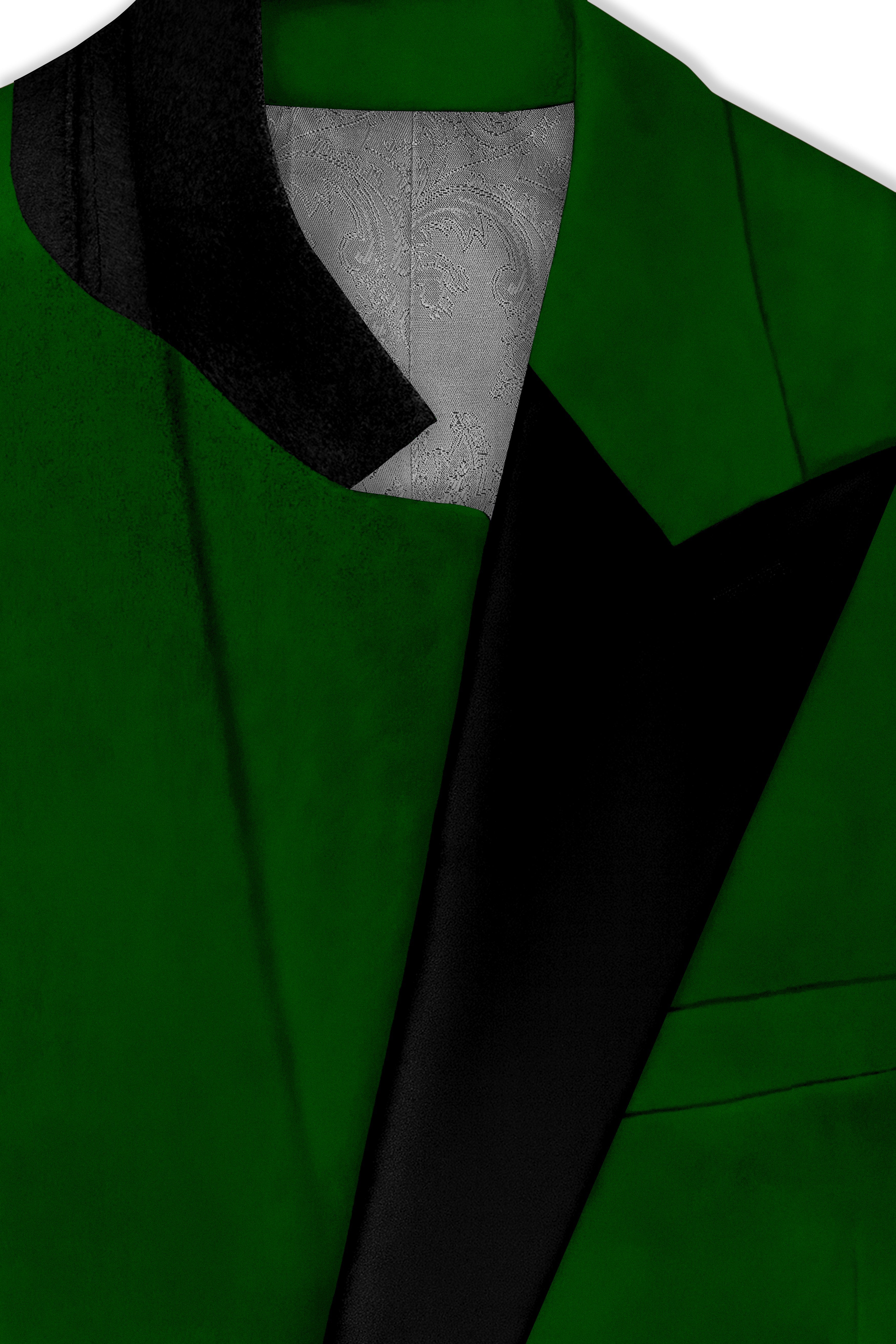 Viridian-Hunter Green Velvet Peak Lapel Tuxedo Blazer