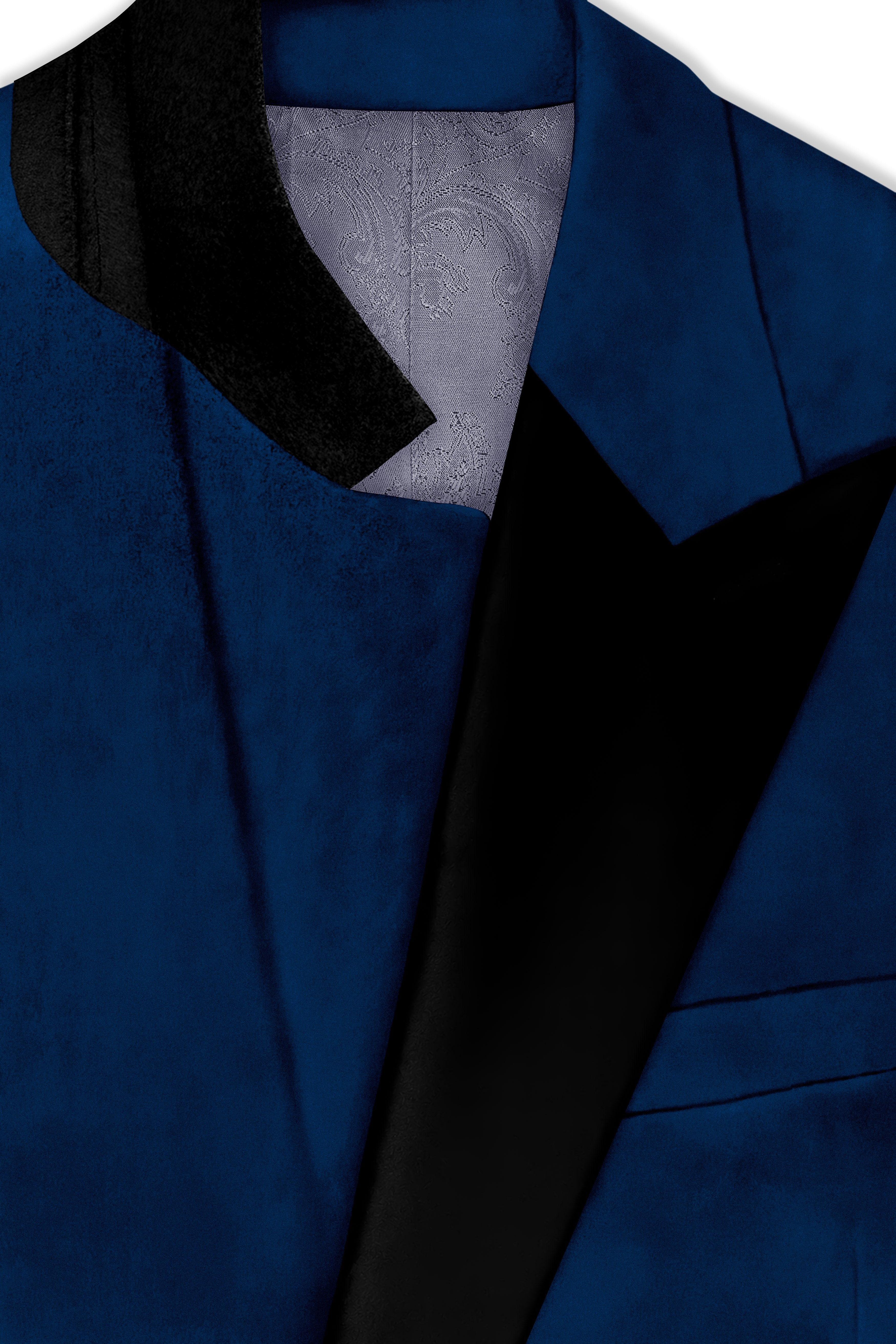 Caspian-Downriver Blue Velvet Peak Lapel Tuxedo Blazer