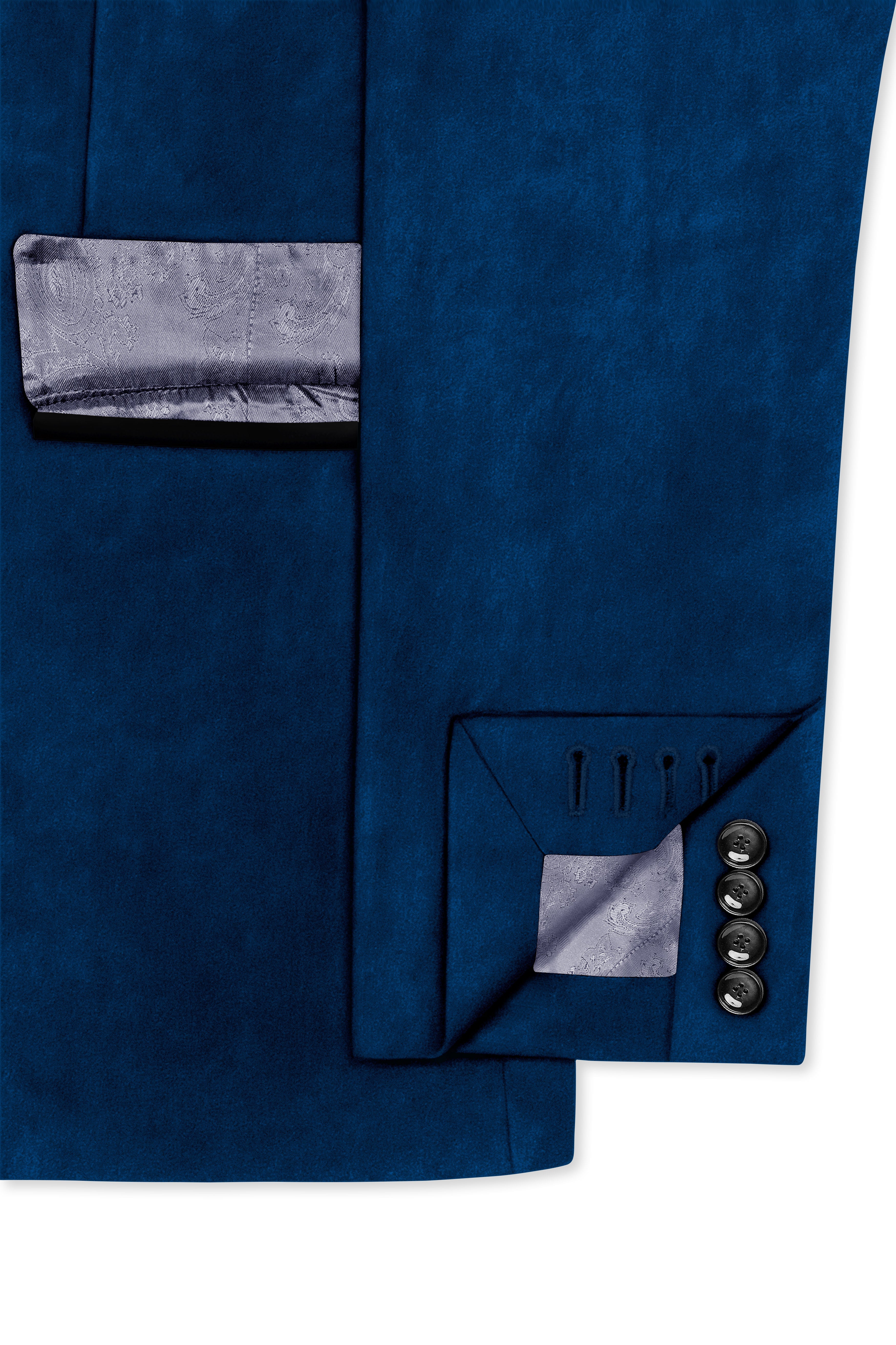 Caspian-Downriver Blue Velvet Peak Lapel Tuxedo Blazer
