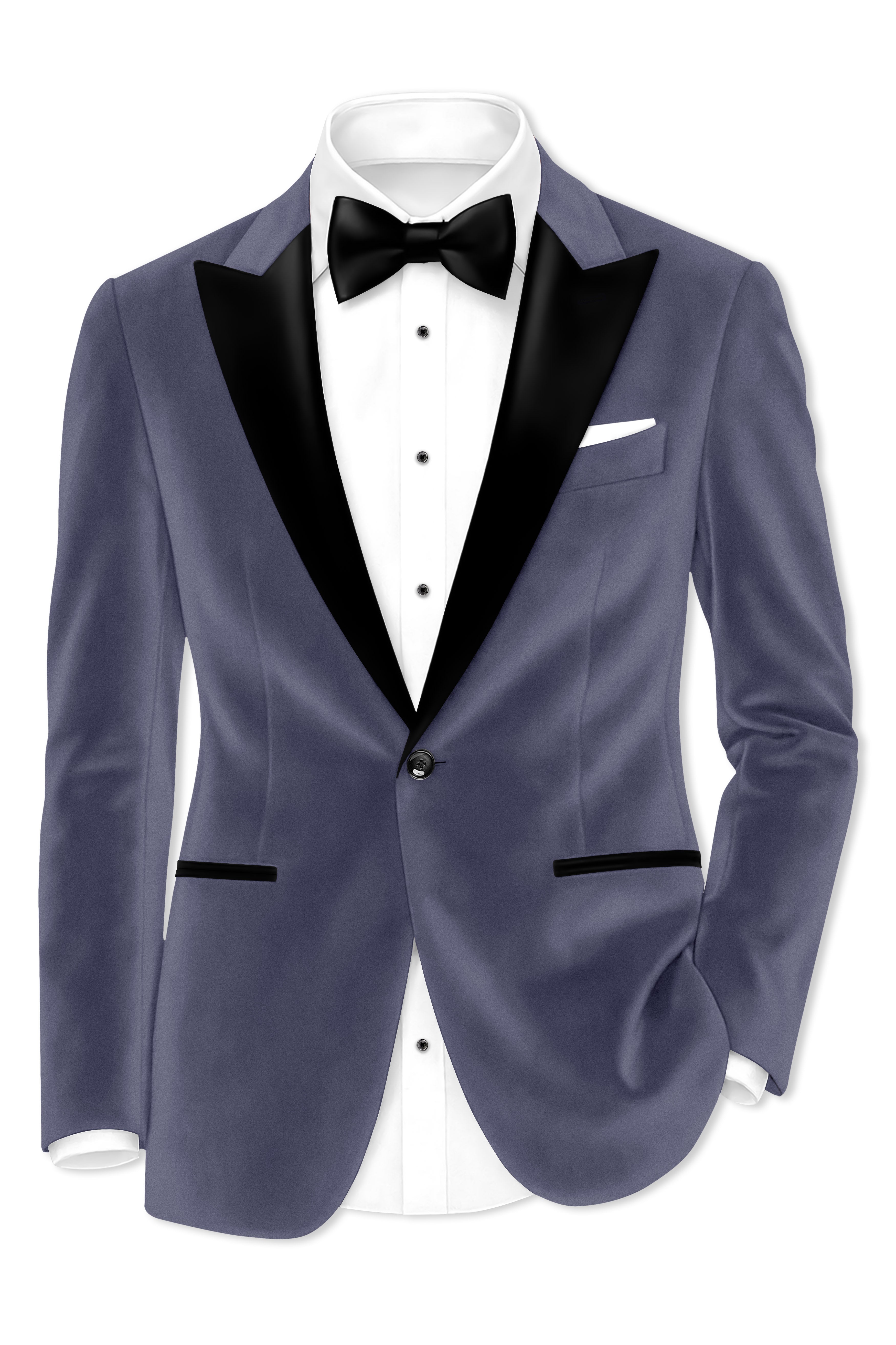 Imperium-Gun Powder Gray Velvet Peak Lapel Tuxedo Blazer