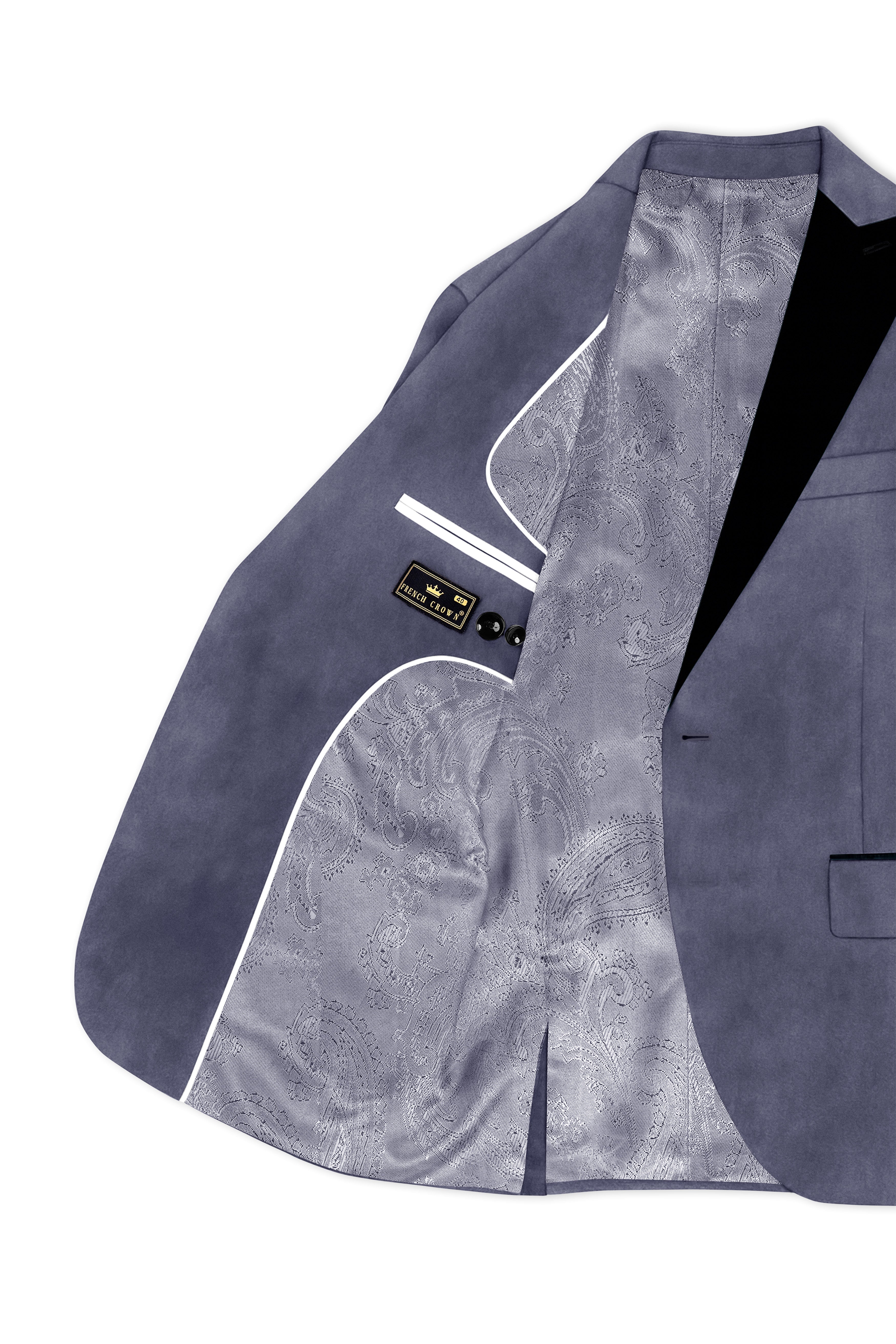 Imperium-Gun Powder Gray Velvet Peak Lapel Tuxedo Blazer
