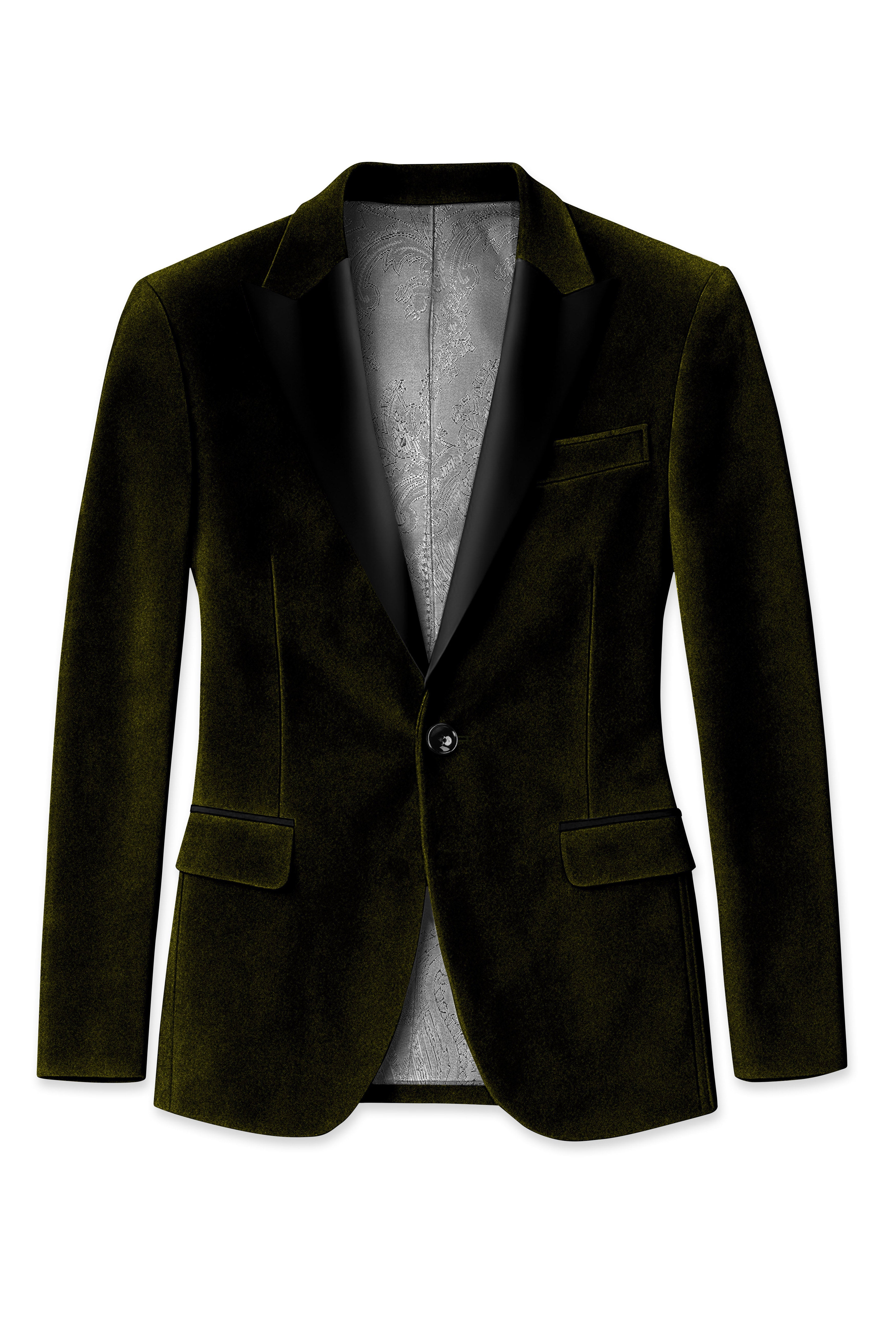 Montverde-Rangoon Green Velvet Peak Lapel Tuxedo Blazer