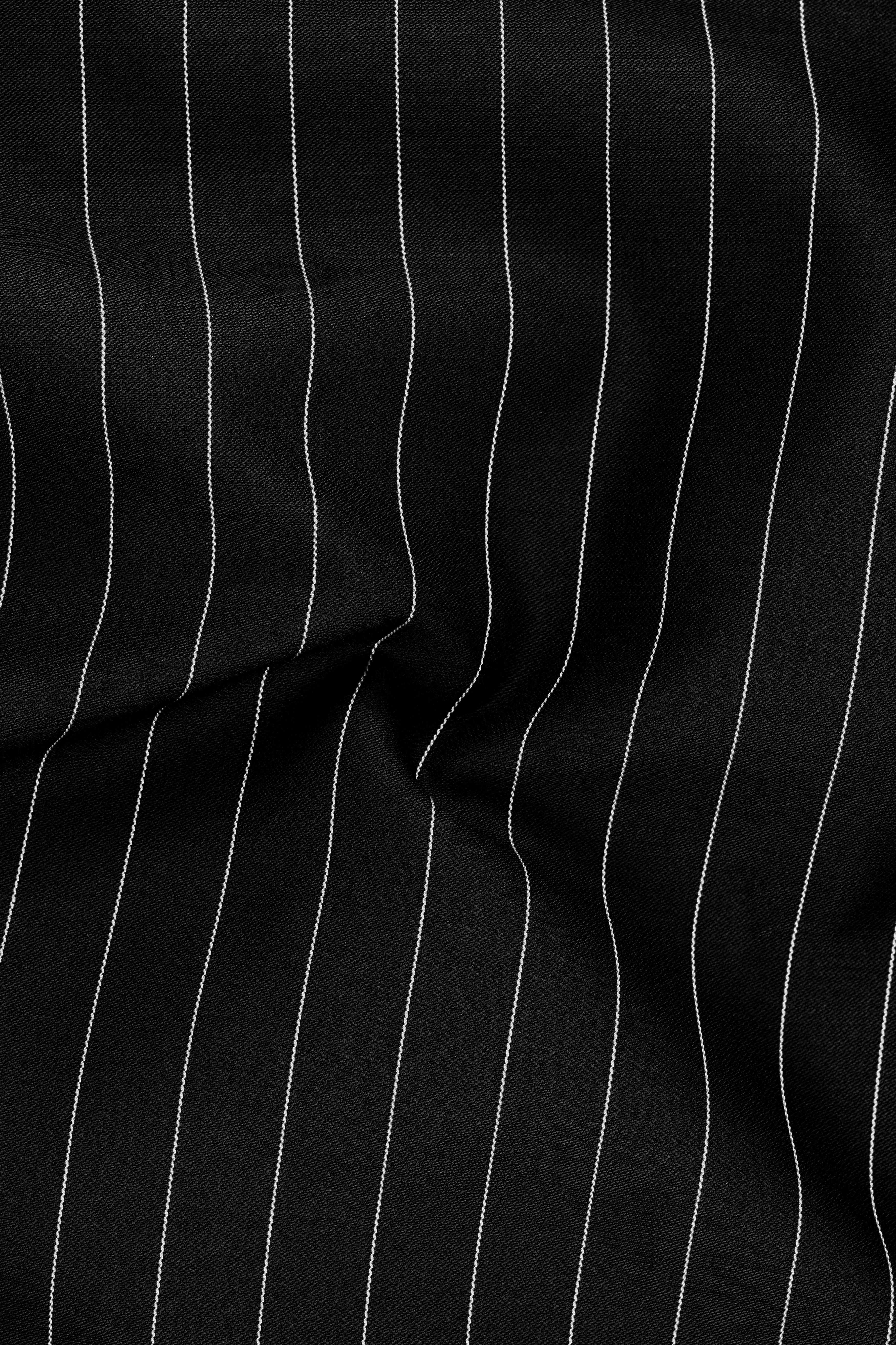 Noirline-Jade Black And Bright White Awning Striped Wool Rich Slight Stretch Single Breasted Blazer