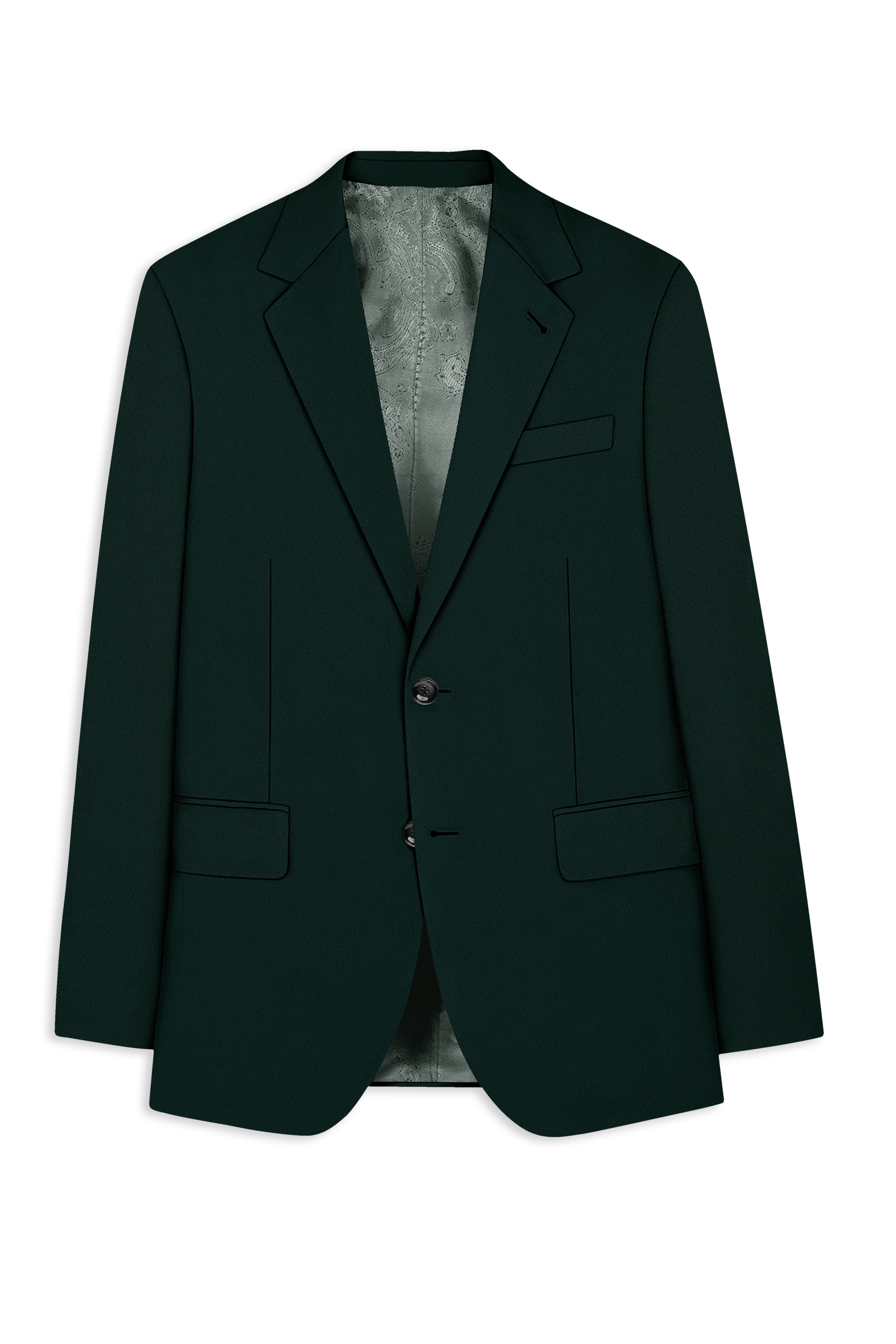 Verde-Aztec Green 4-Way Stretch Wrinkle-Free Fluid Drape Fabric Single Breasted Blazer