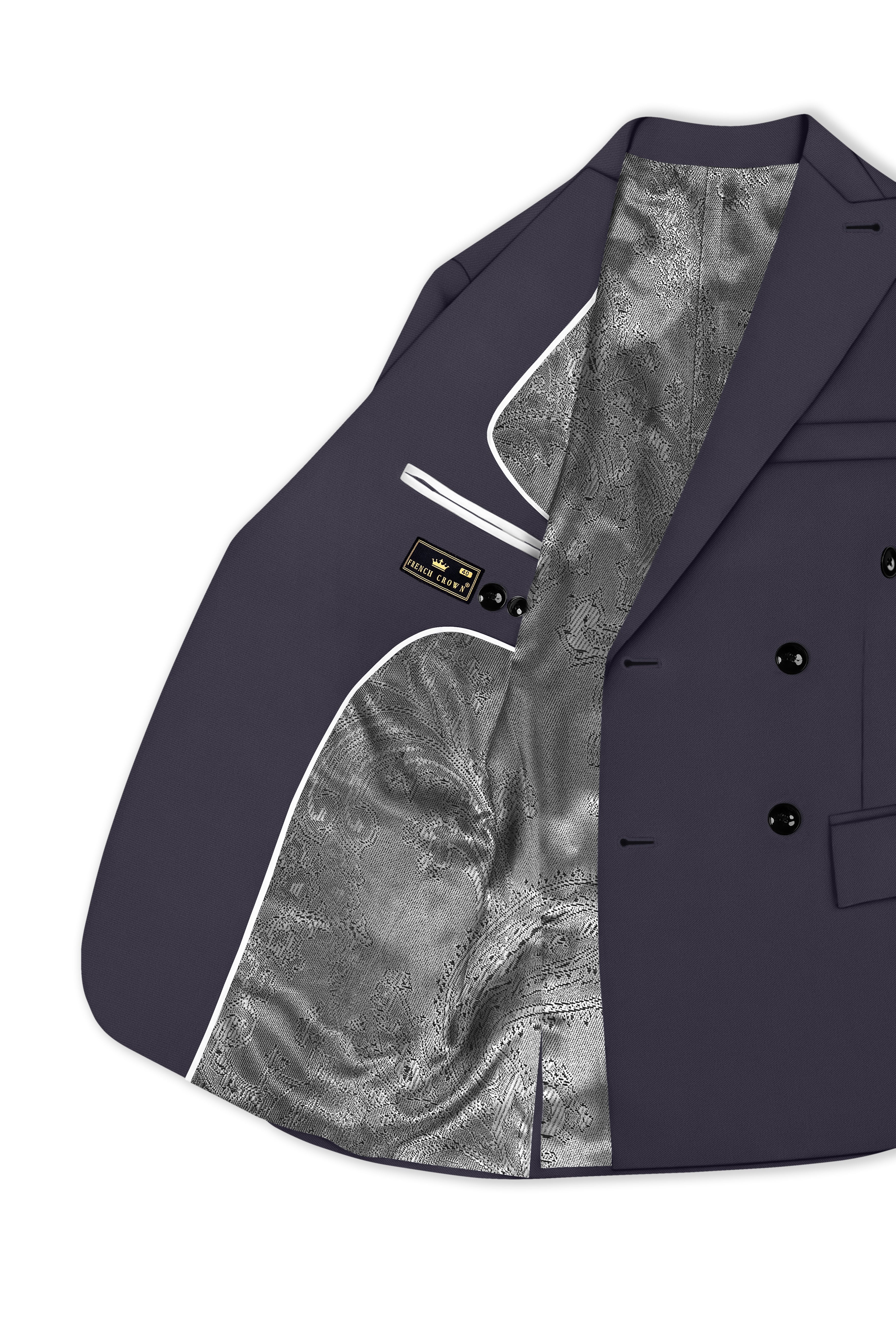 Aeris-Bastilie Gray 4-Way Stretch Wrinkle-Free Fluid Drape Fabric Double Breasted Blazer