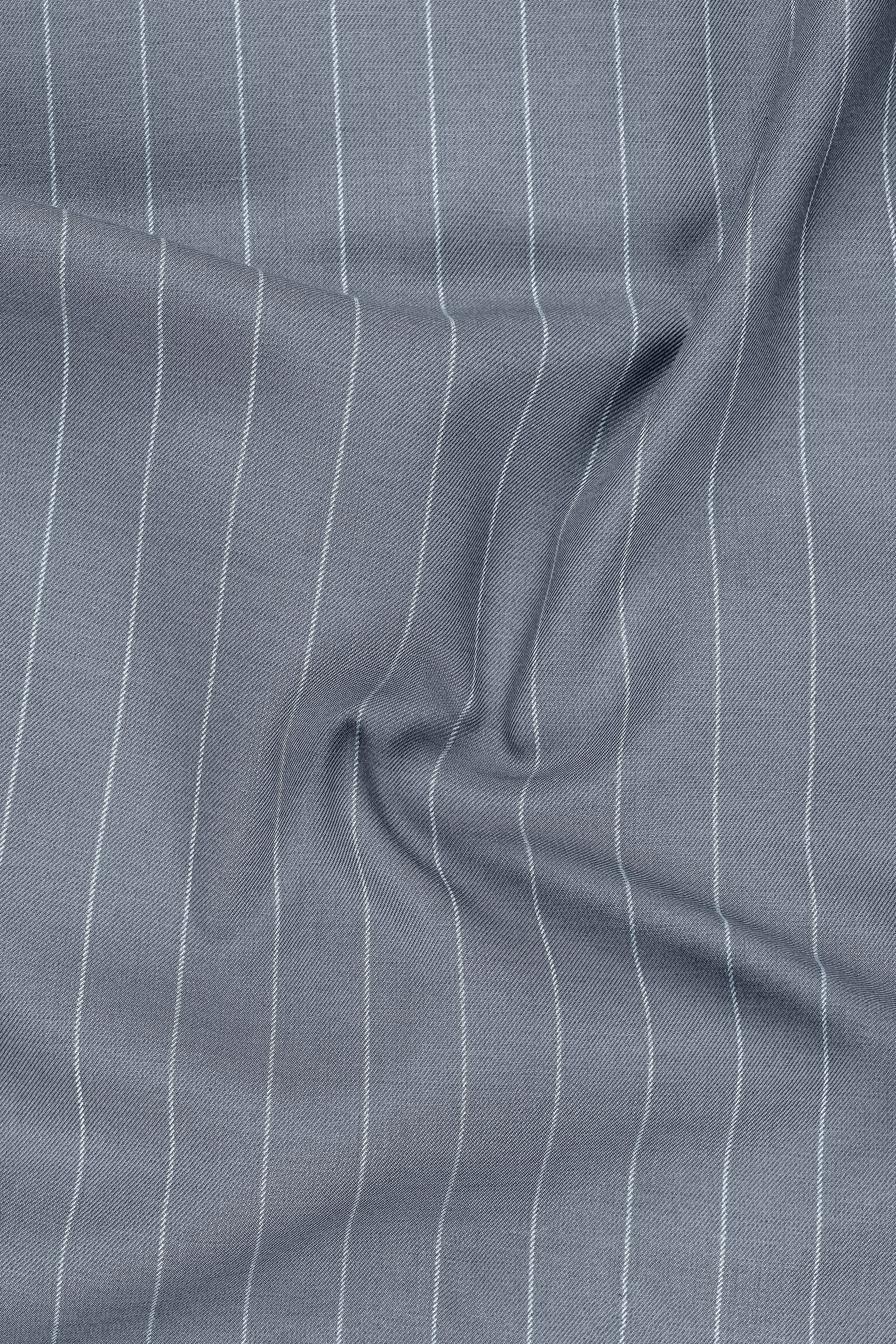 Prestige-Regent Gray And Bright White Chalk Striped Wool Rich Slight Stretch Single Breasted Blazer