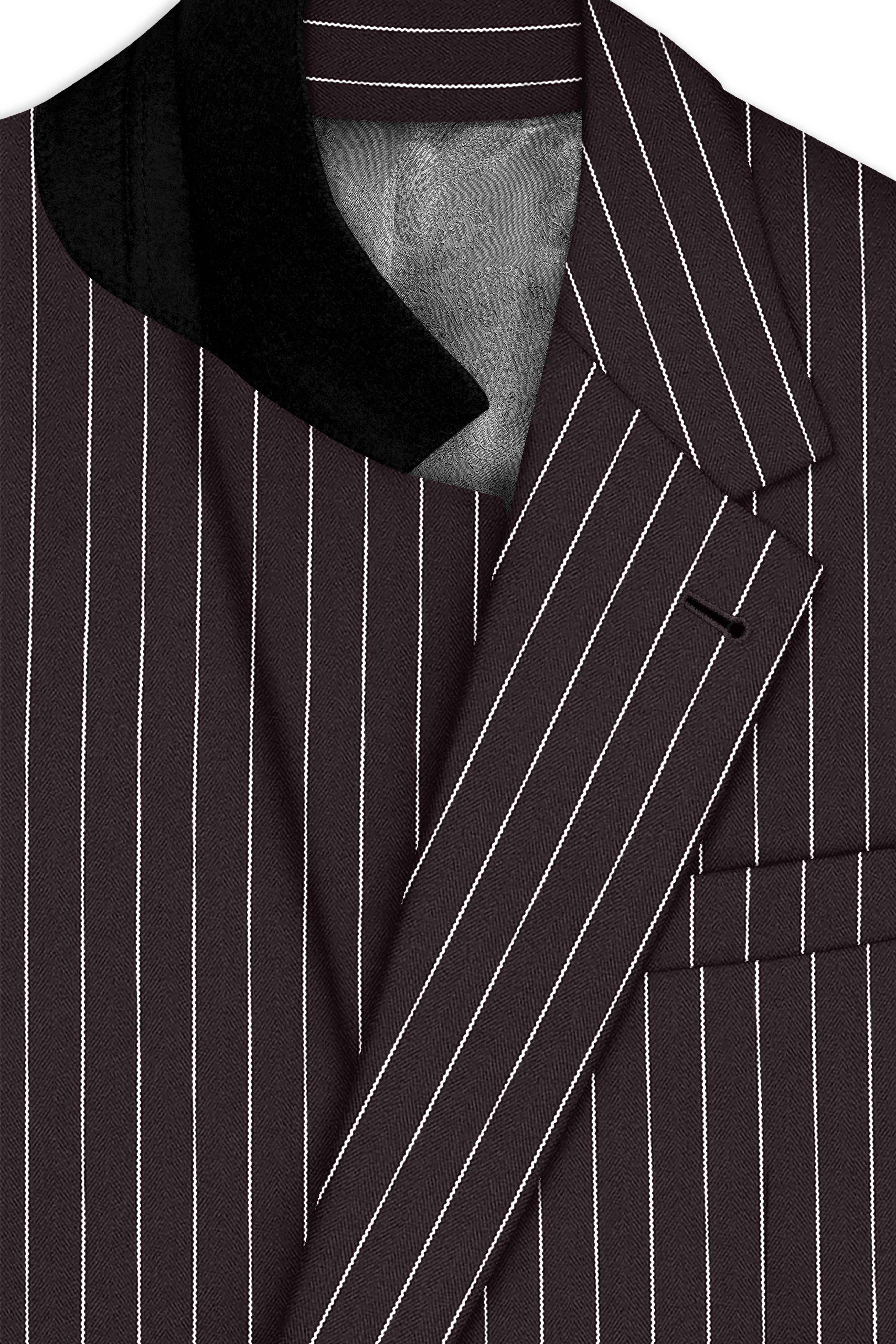 Volt-Thunder Brown Herringbone Striped Wool Rich Slight Stretch Single Breasted Blazer